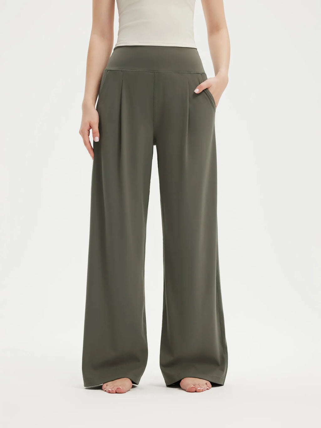 High Waisted Wide Leg Pockets Palazzo Pants
