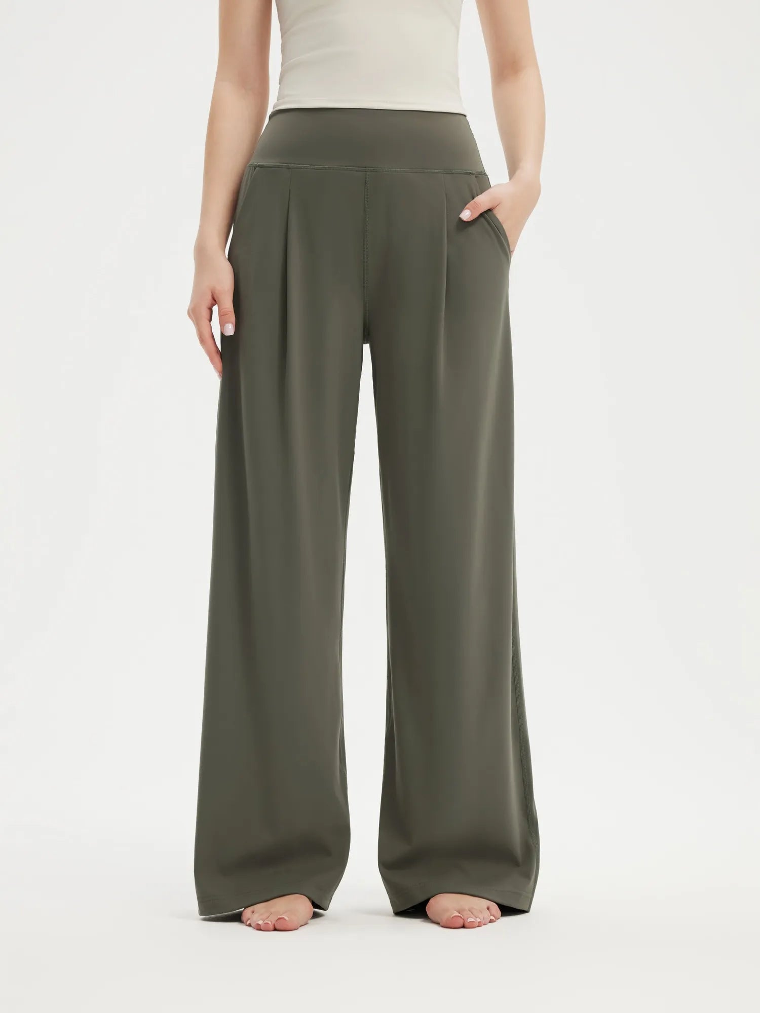 High Waisted Wide Leg Pockets Palazzo Pants