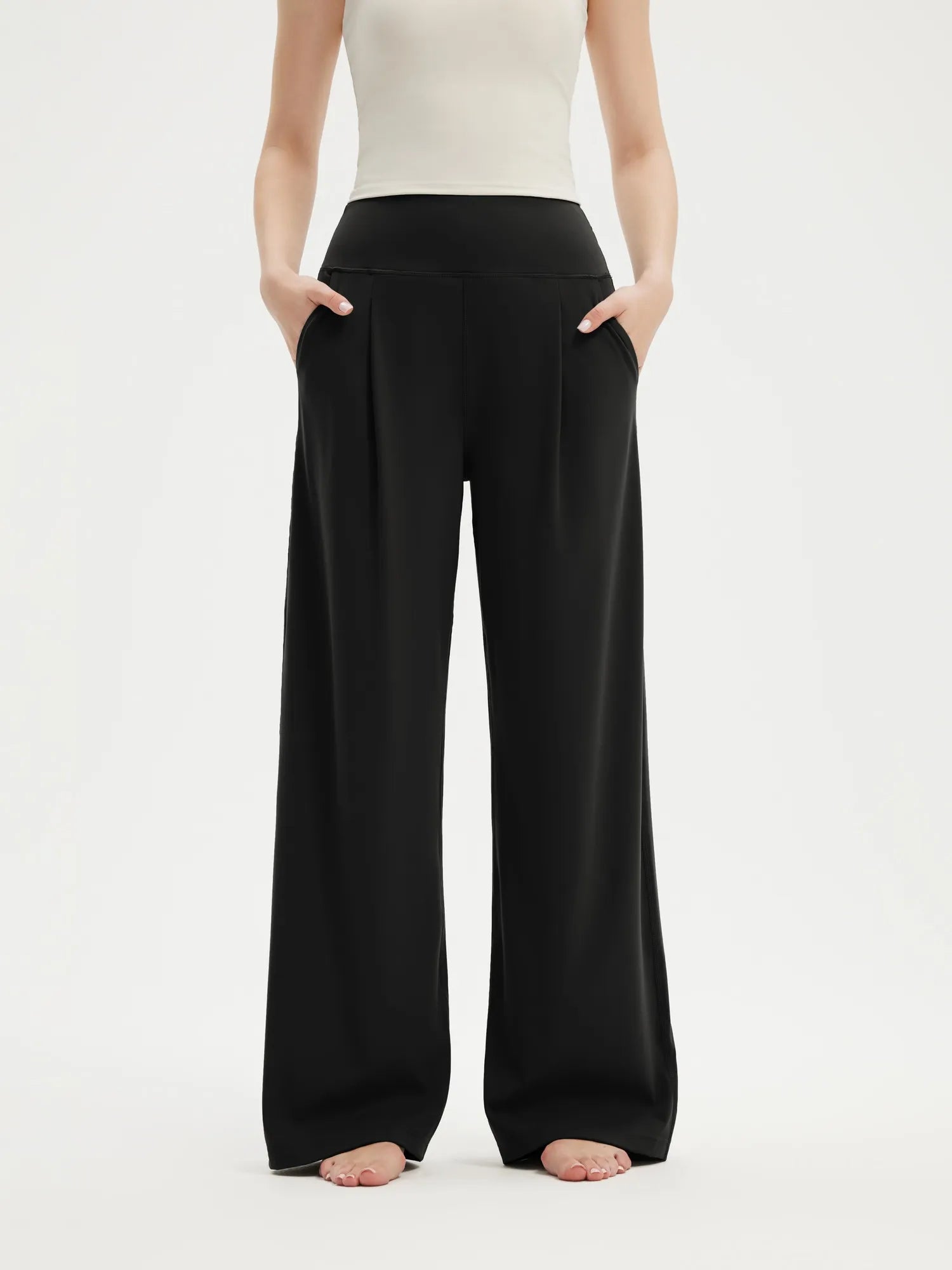 High Waisted Wide Leg Pockets Palazzo Pants