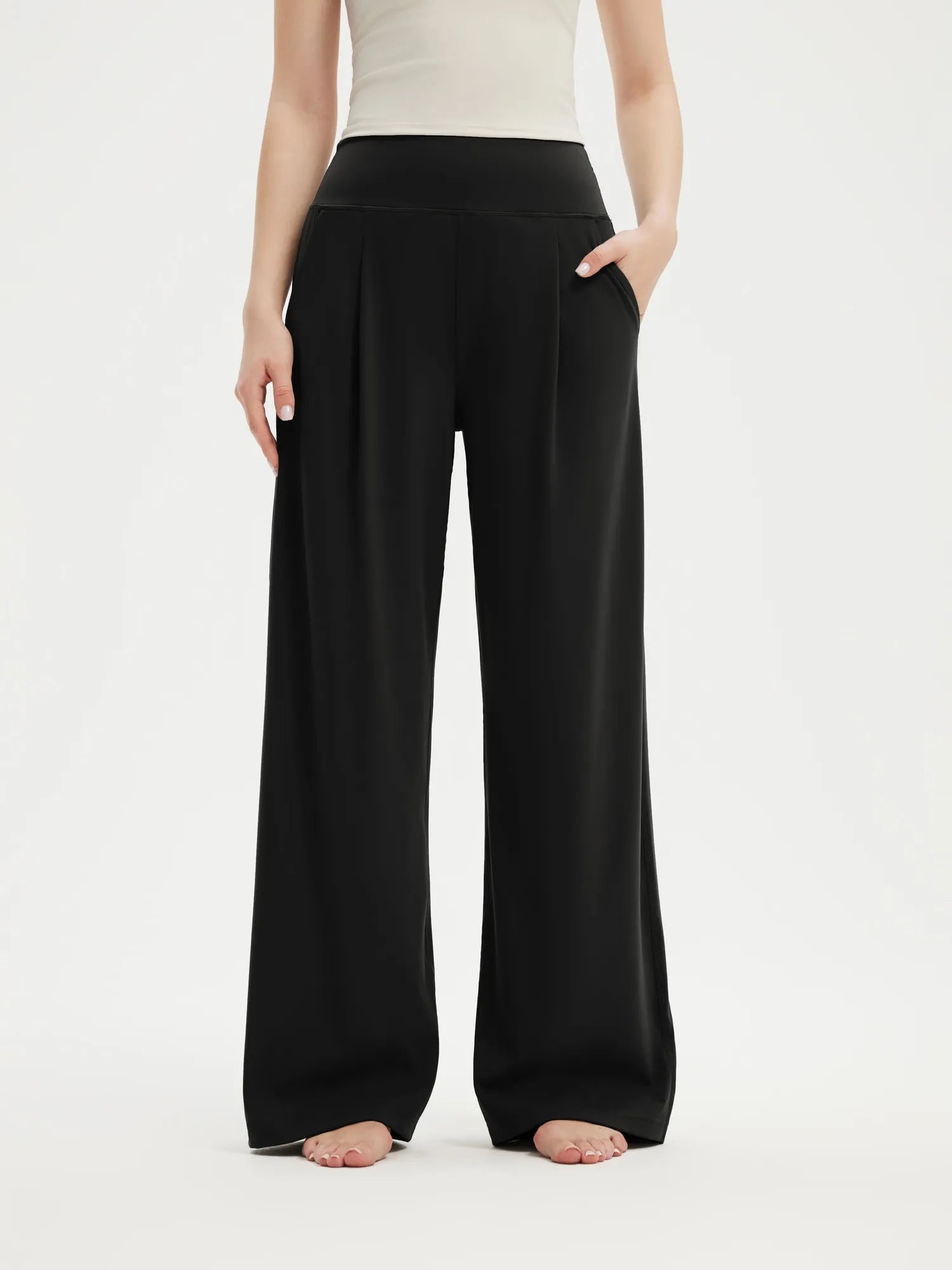 High Waisted Wide Leg Pockets Palazzo Pants