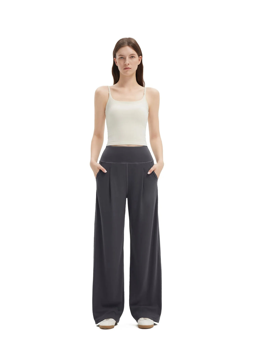High Waisted Wide Leg Pockets Palazzo Pants