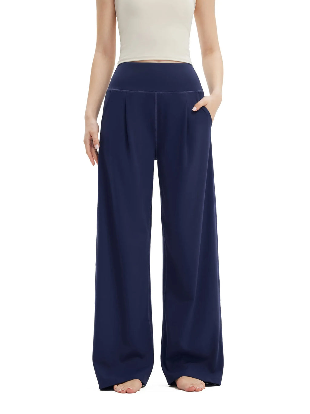High Waisted Wide Leg Pockets Palazzo Pants