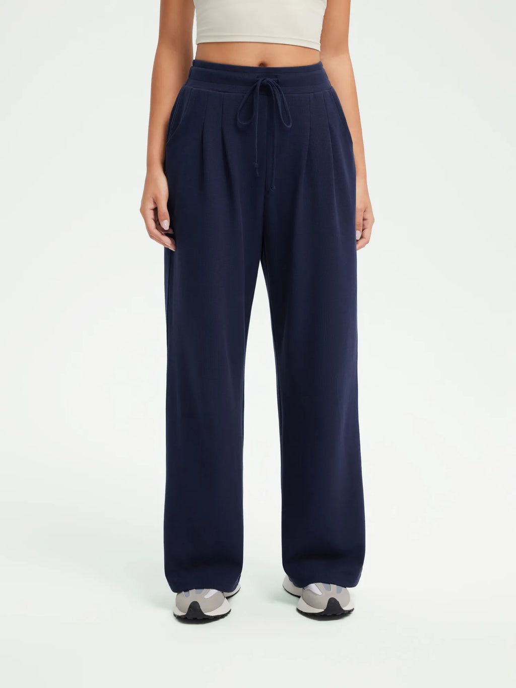 Drawstring Waffle Knit Pants