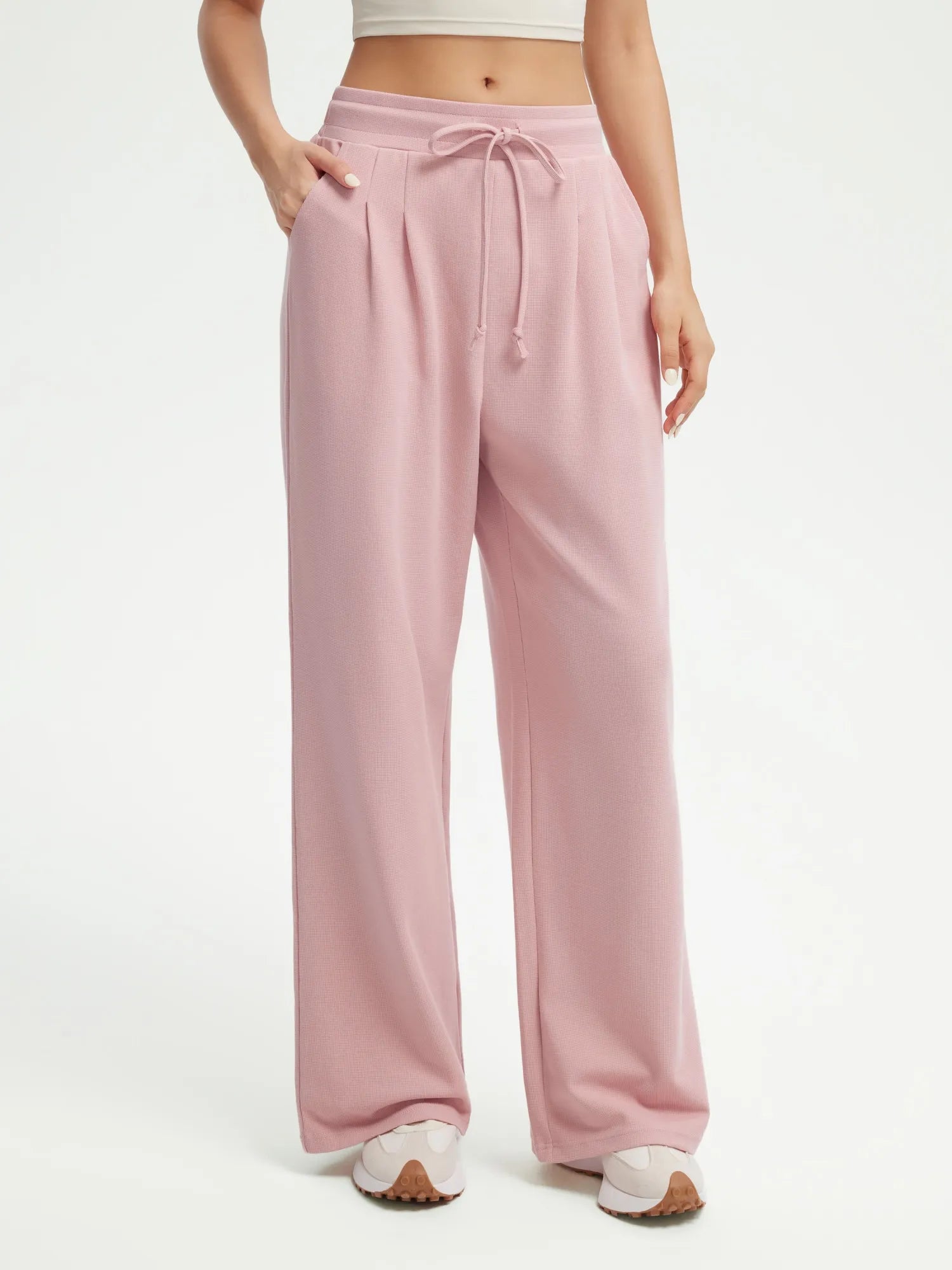Drawstring Waffle Knit Pants