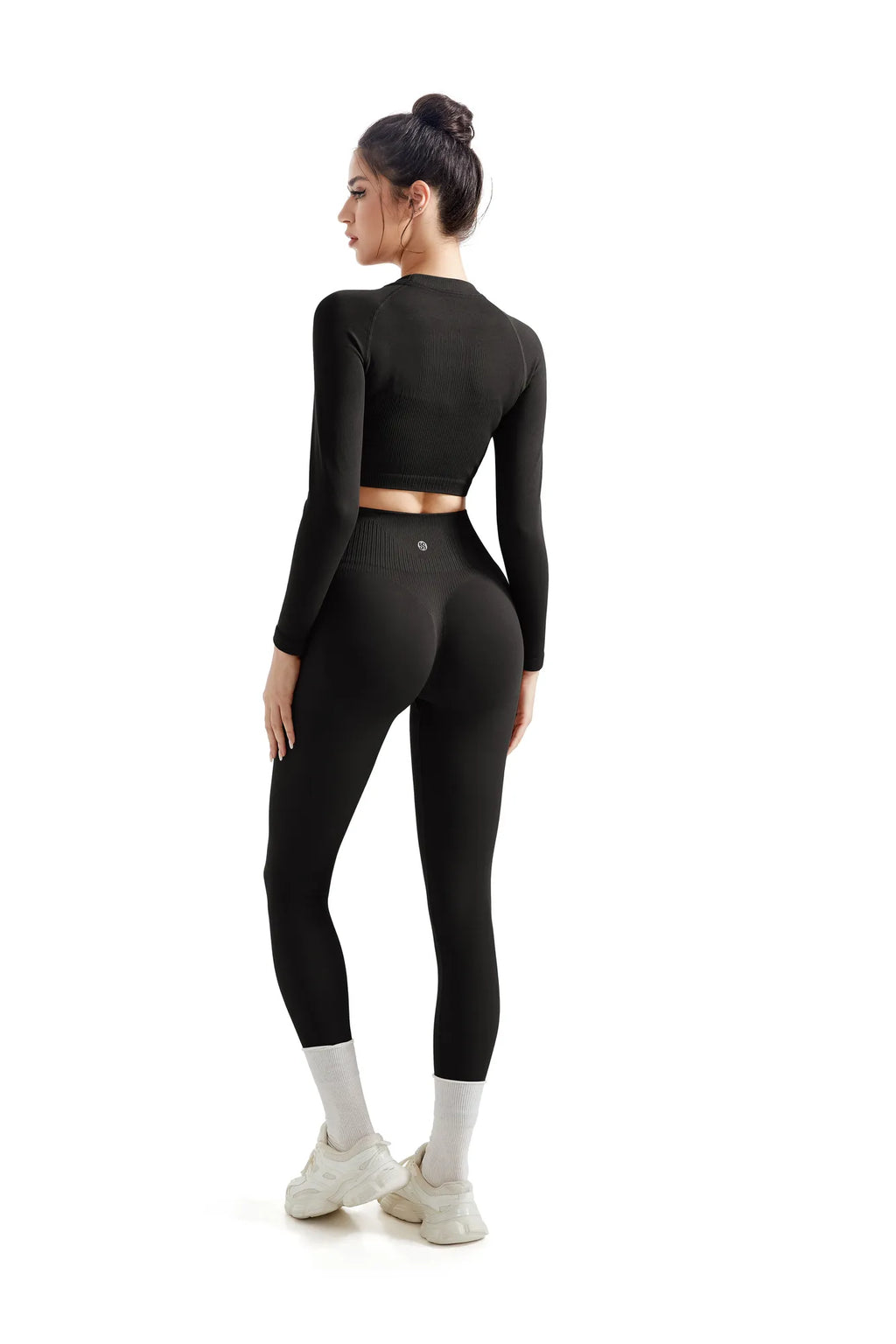Seamless Crop Top Workout Set - Long Sleeve