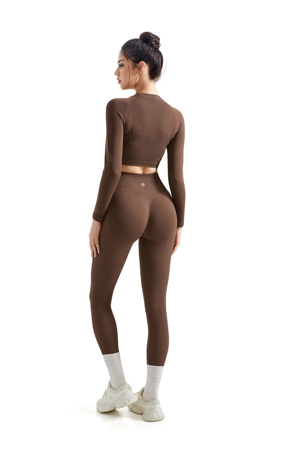 Seamless Crop Top Workout Set - Long Sleeve