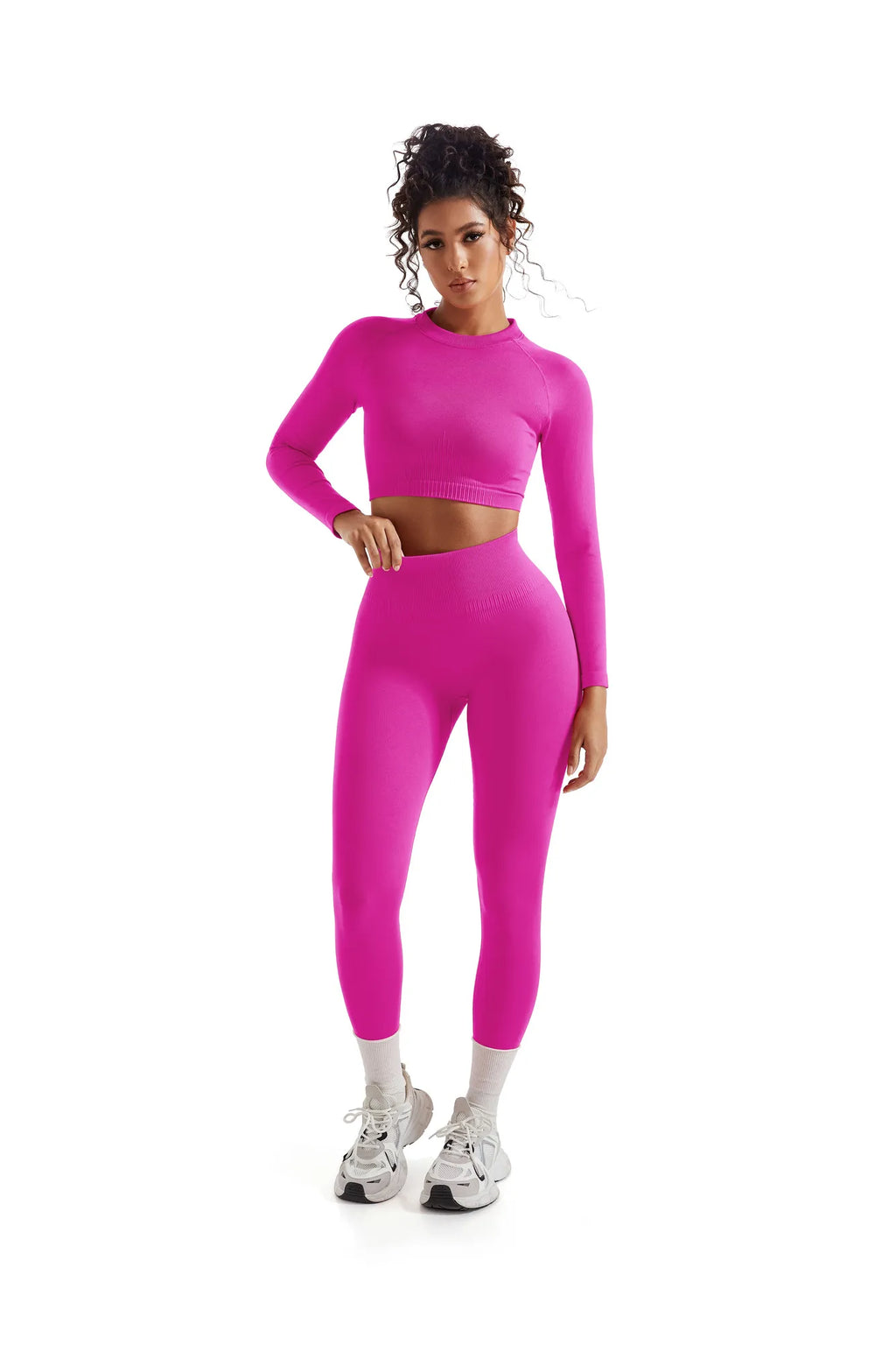Seamless Crop Top Workout Set - Long Sleeve