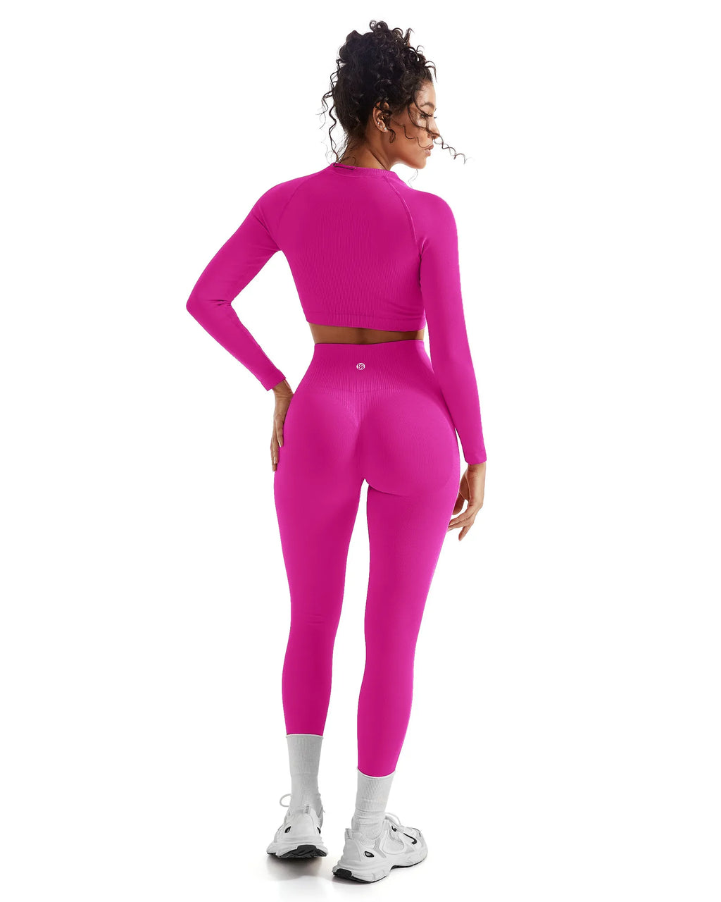 Seamless Crop Top Workout Set - Long Sleeve