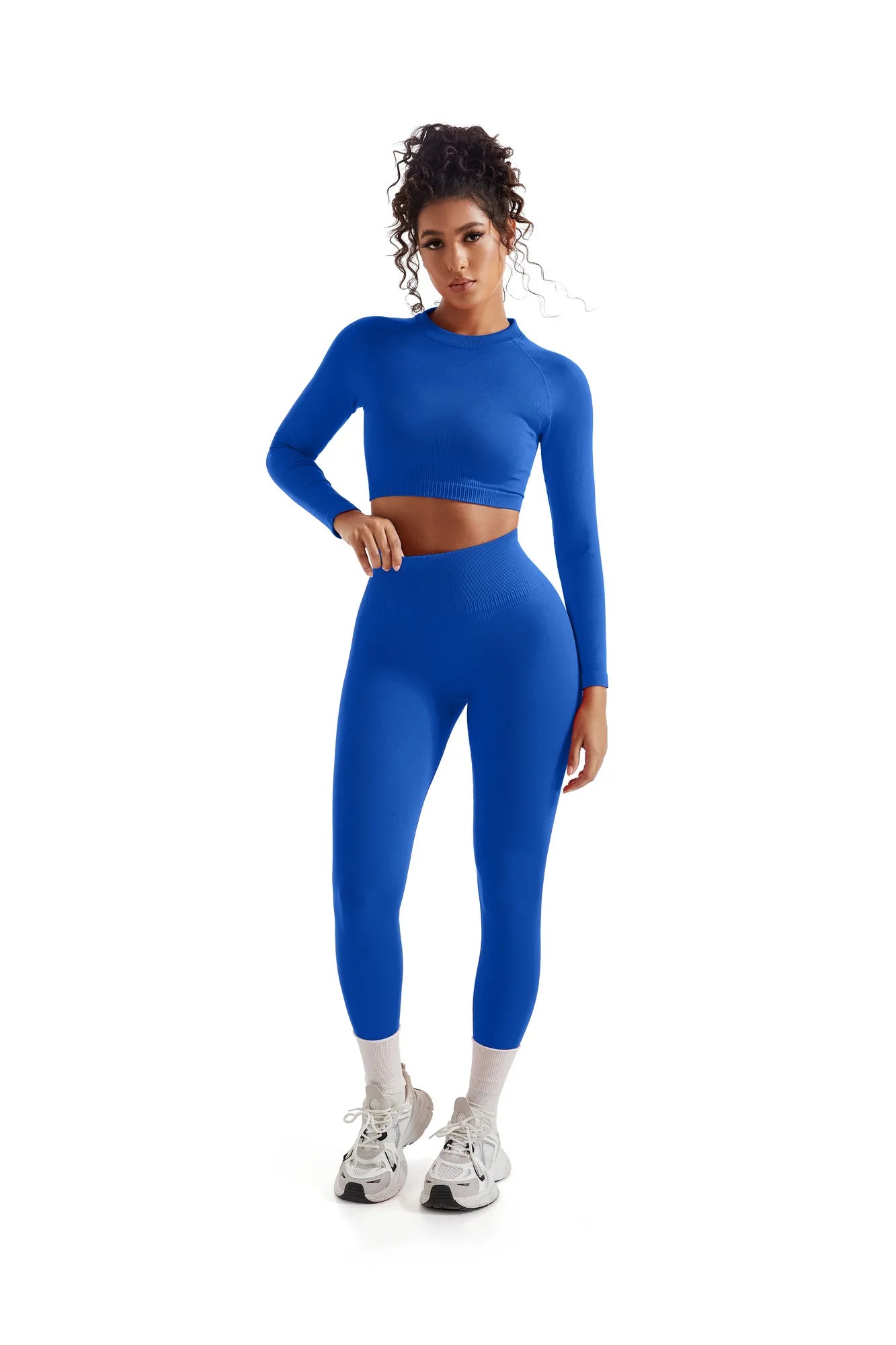 Seamless Crop Top Workout Set - Long Sleeve