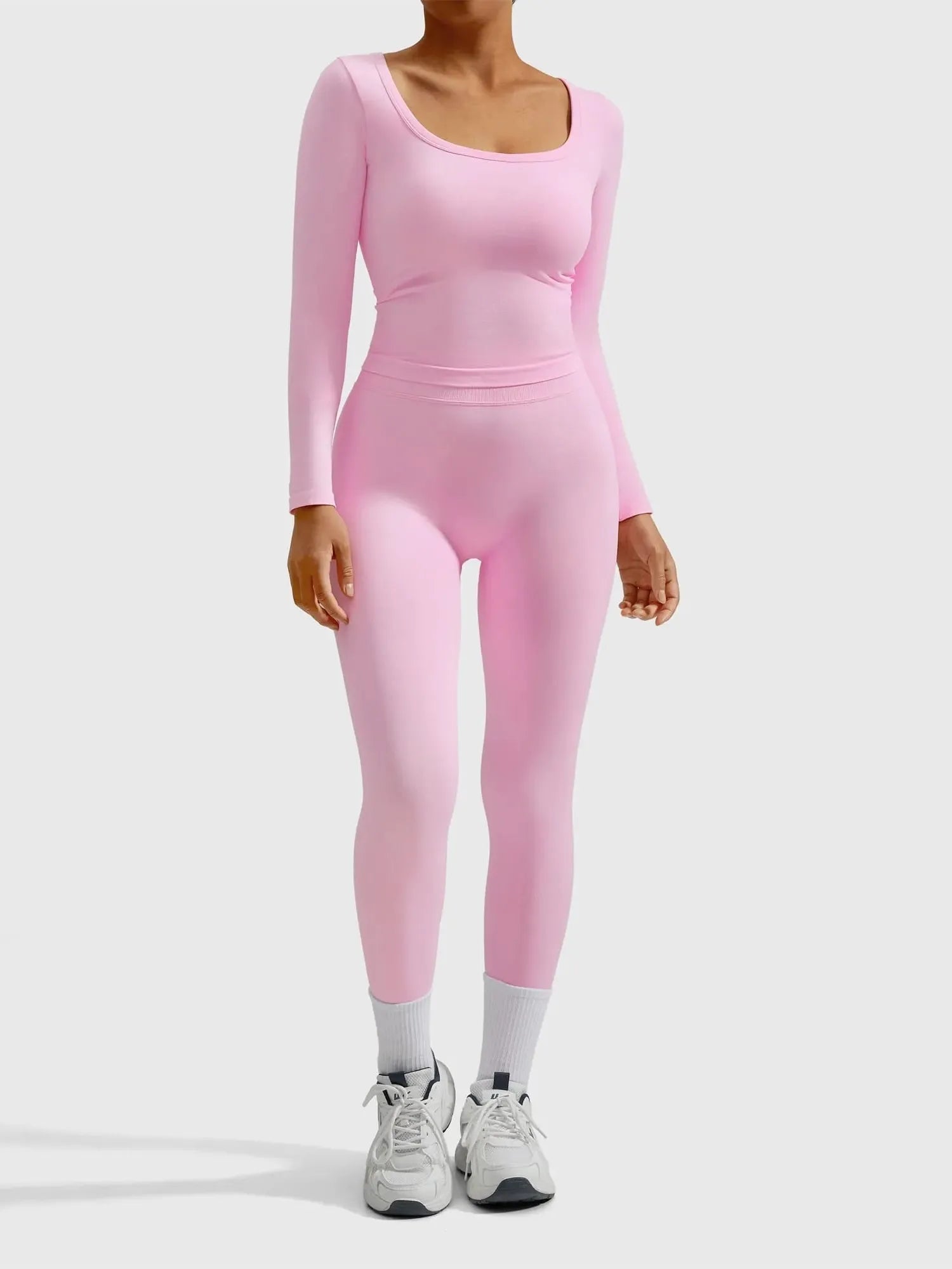 Scoop neck Seamless Leggings 2 Piece Workout Sets