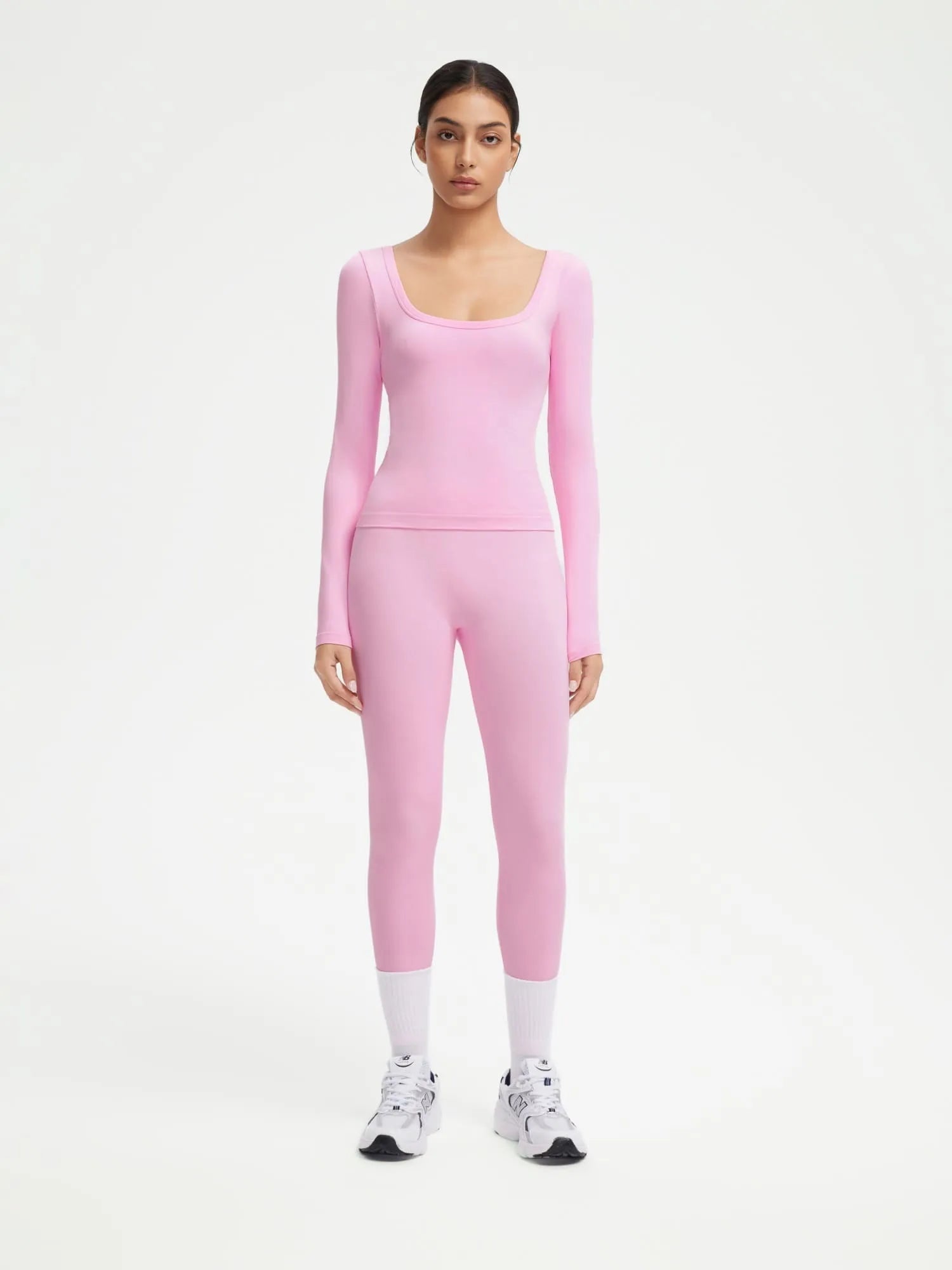 Scoop neck Seamless Leggings 2 Piece Workout Sets