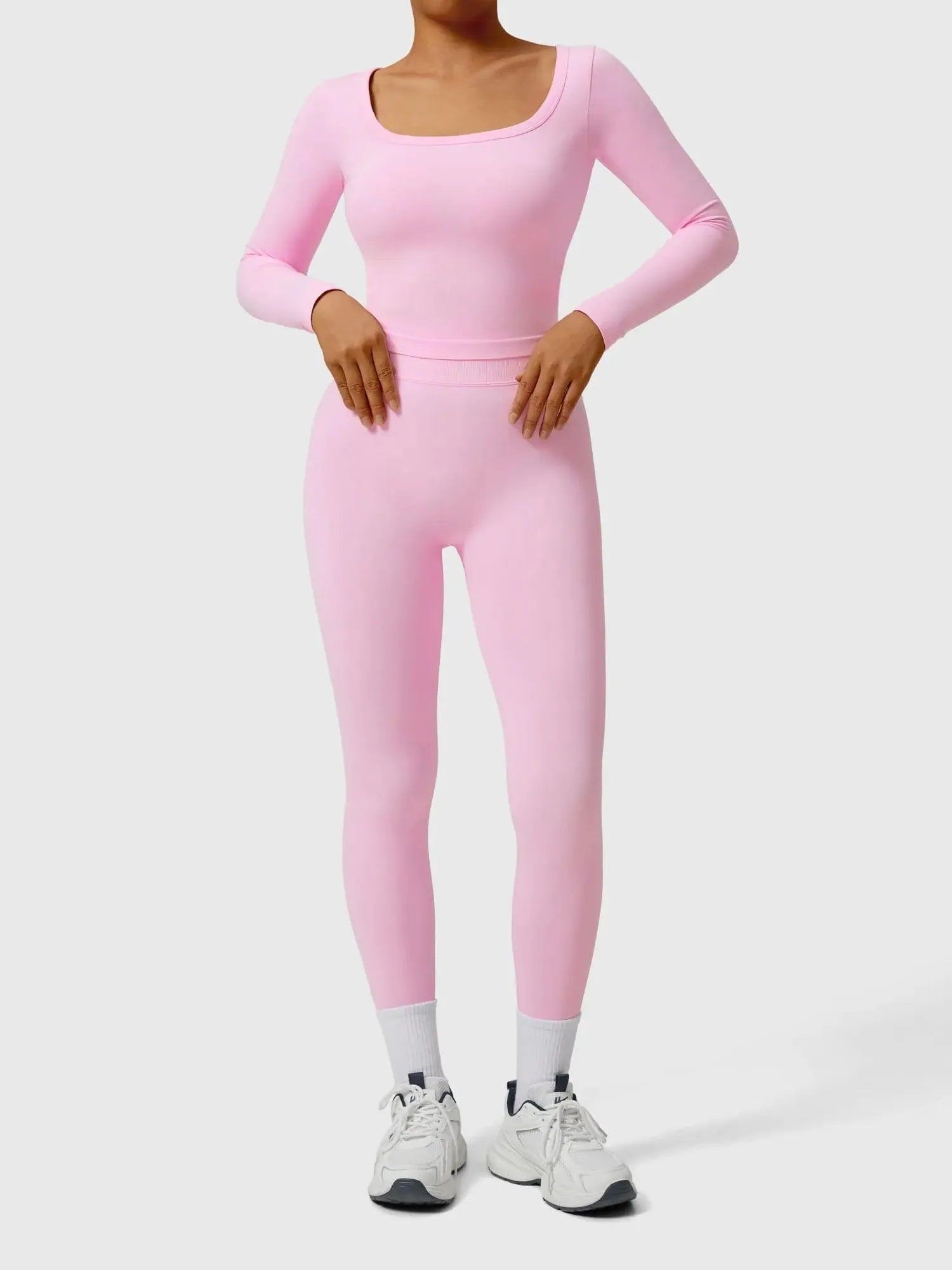 Scoop neck Seamless Leggings 2 Piece Workout Sets