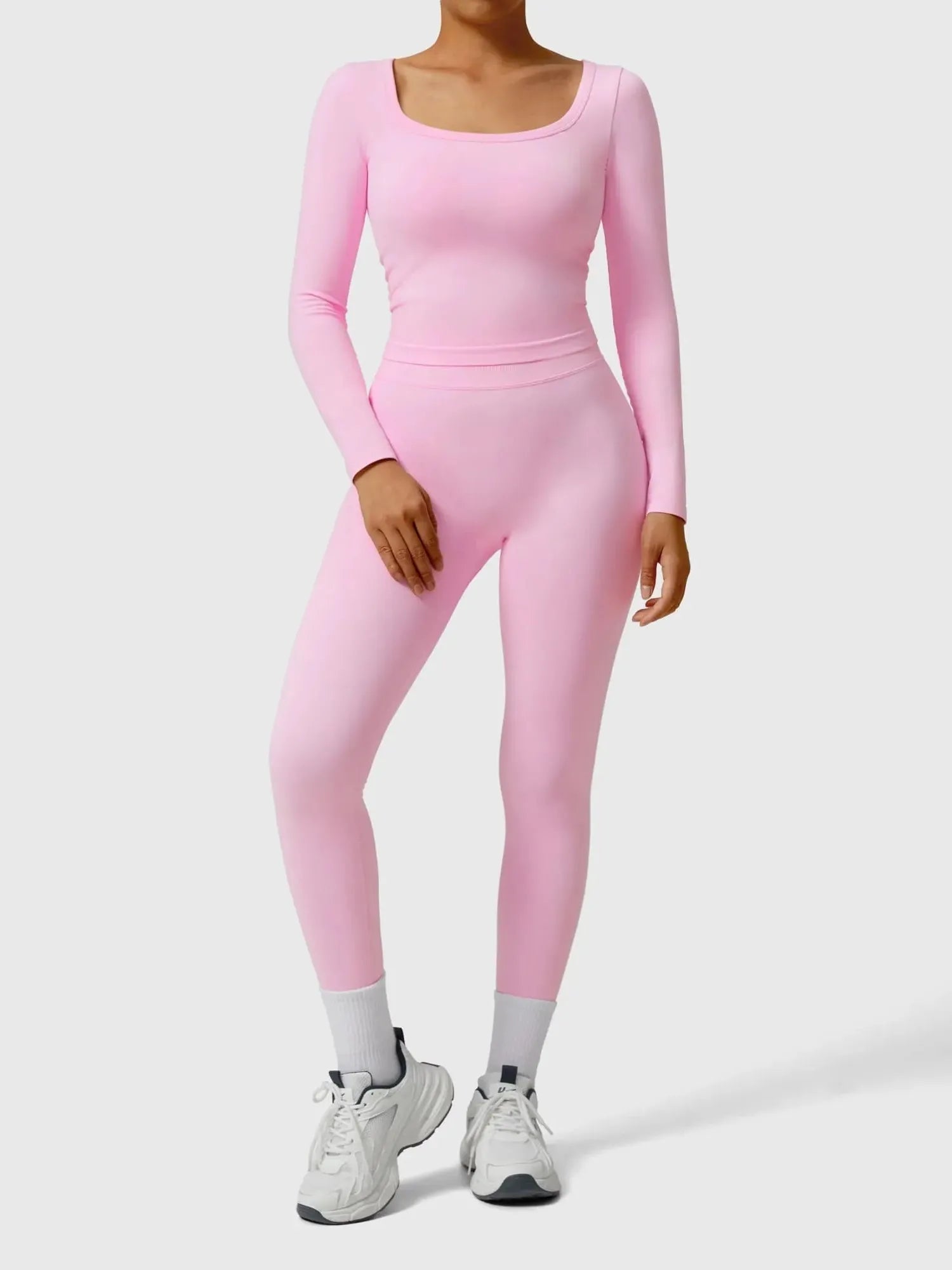 Scoop neck Seamless Leggings 2 Piece Workout Sets