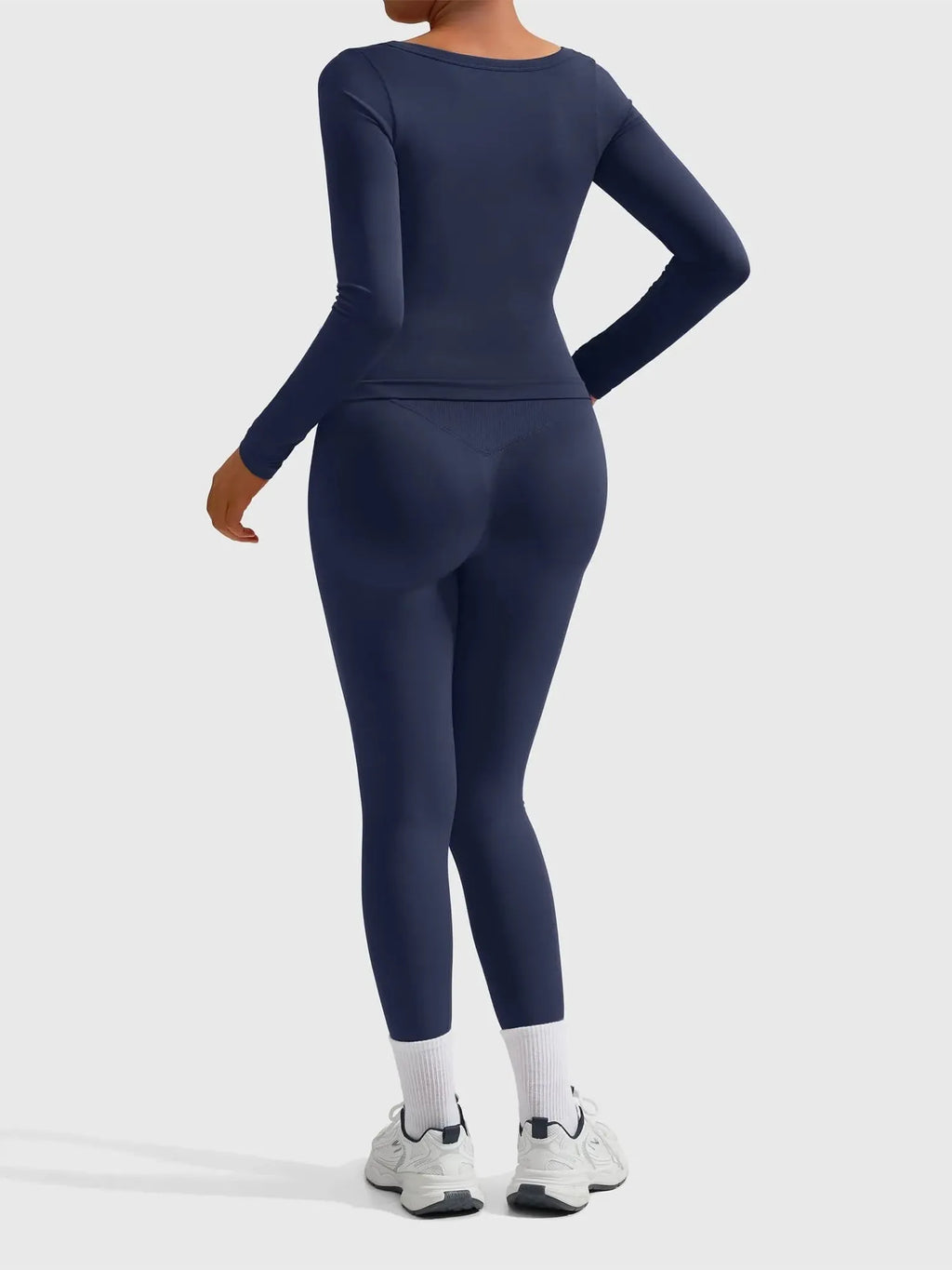Scoop neck Seamless Leggings 2 Piece Workout Sets
