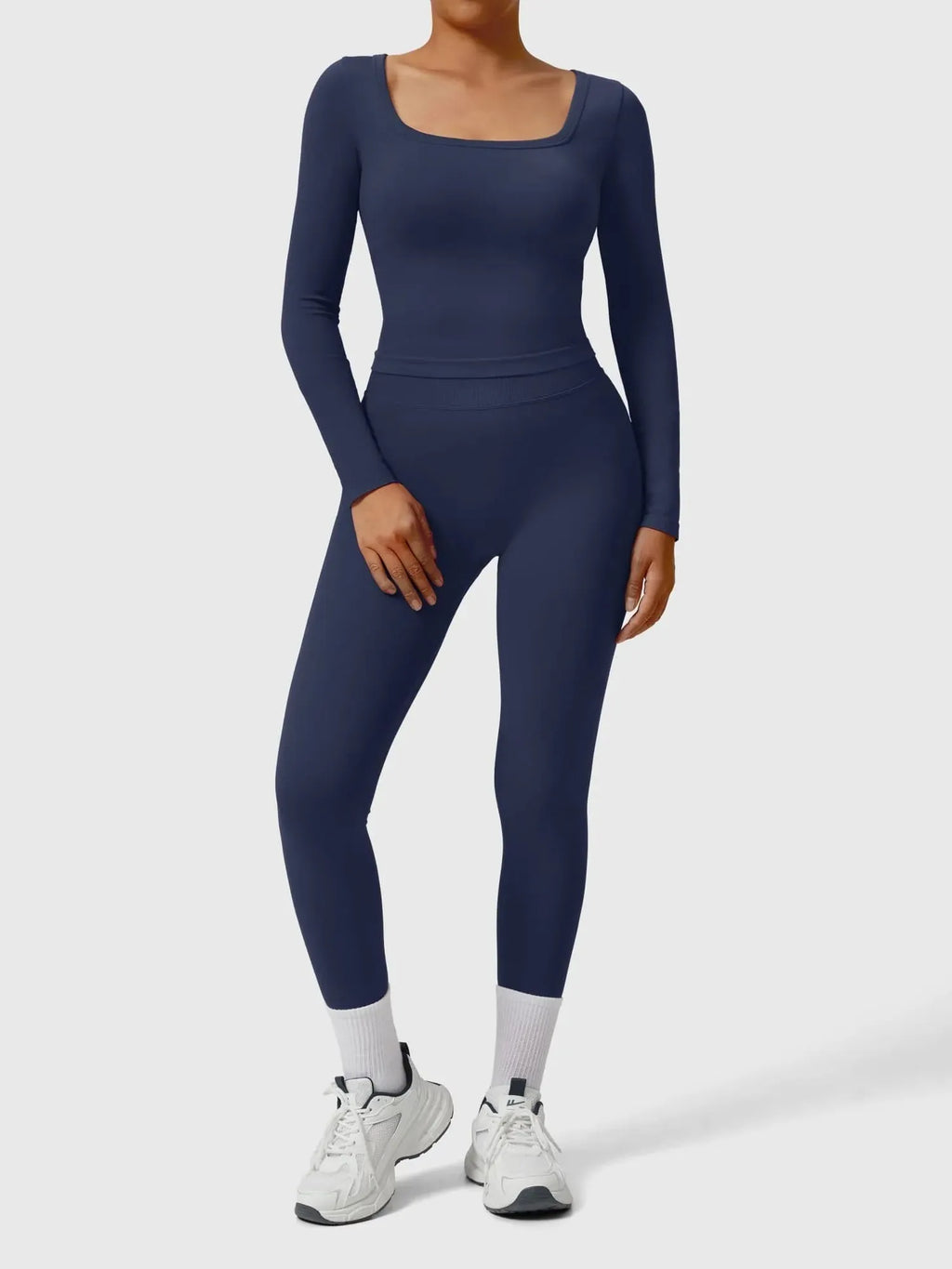 Scoop neck Seamless Leggings 2 Piece Workout Sets