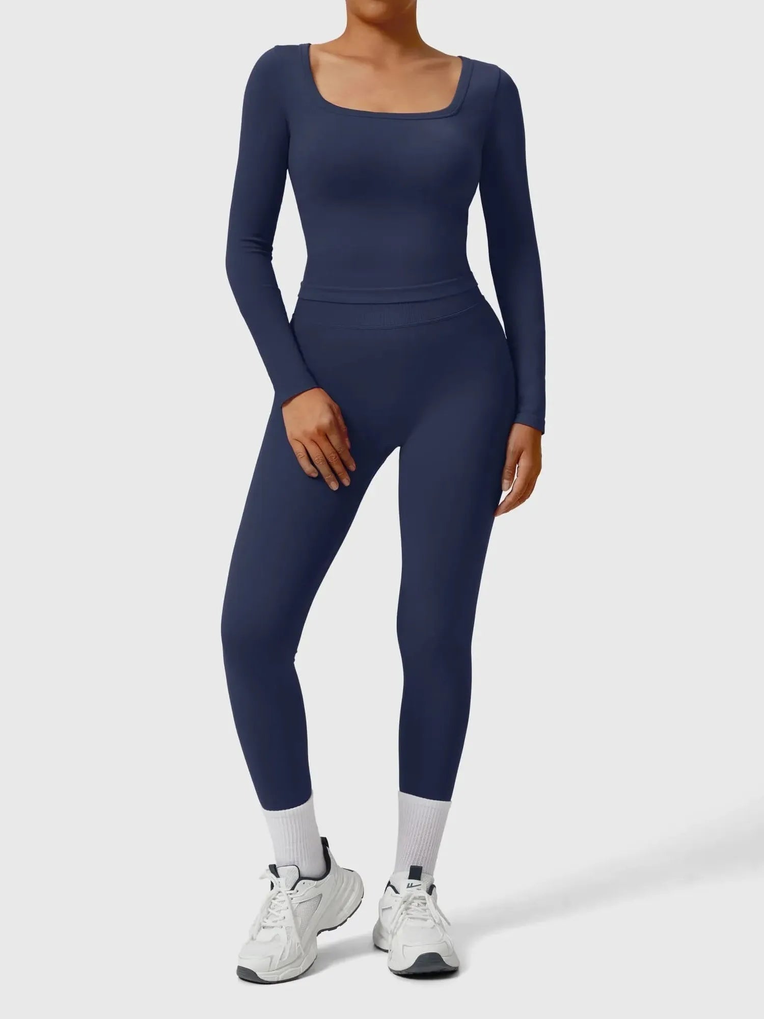 Scoop neck Seamless Leggings 2 Piece Workout Sets