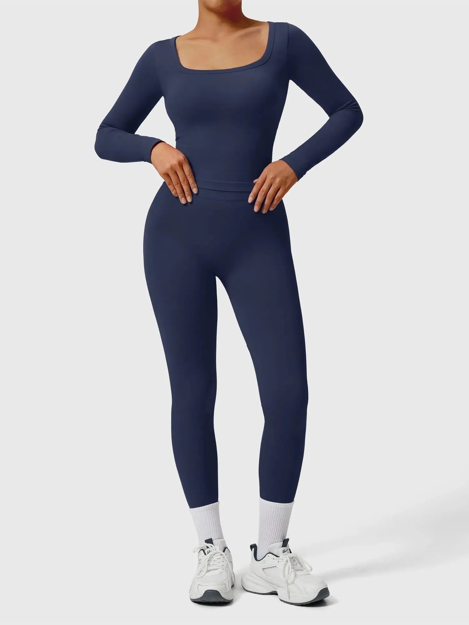 Scoop neck Seamless Leggings 2 Piece Workout Sets