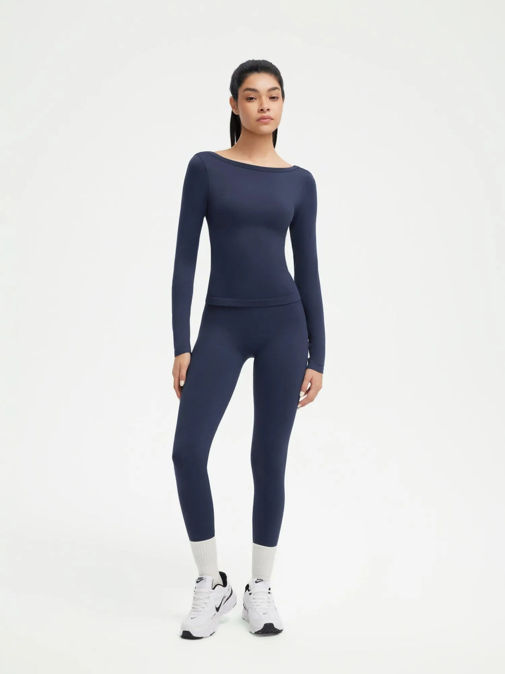Scoop neck Seamless Leggings 2 Piece Workout Sets