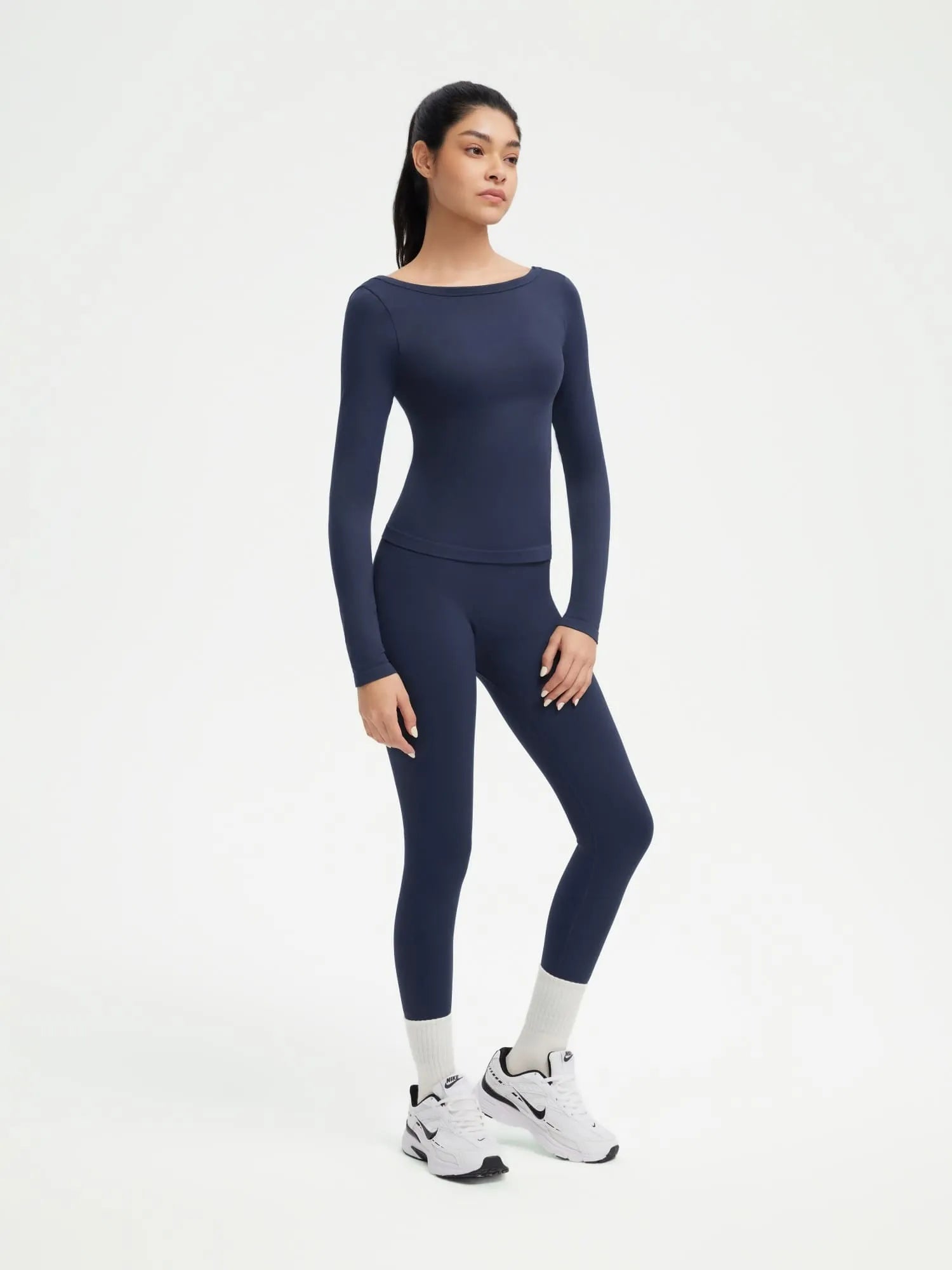 Scoop neck Seamless Leggings 2 Piece Workout Sets