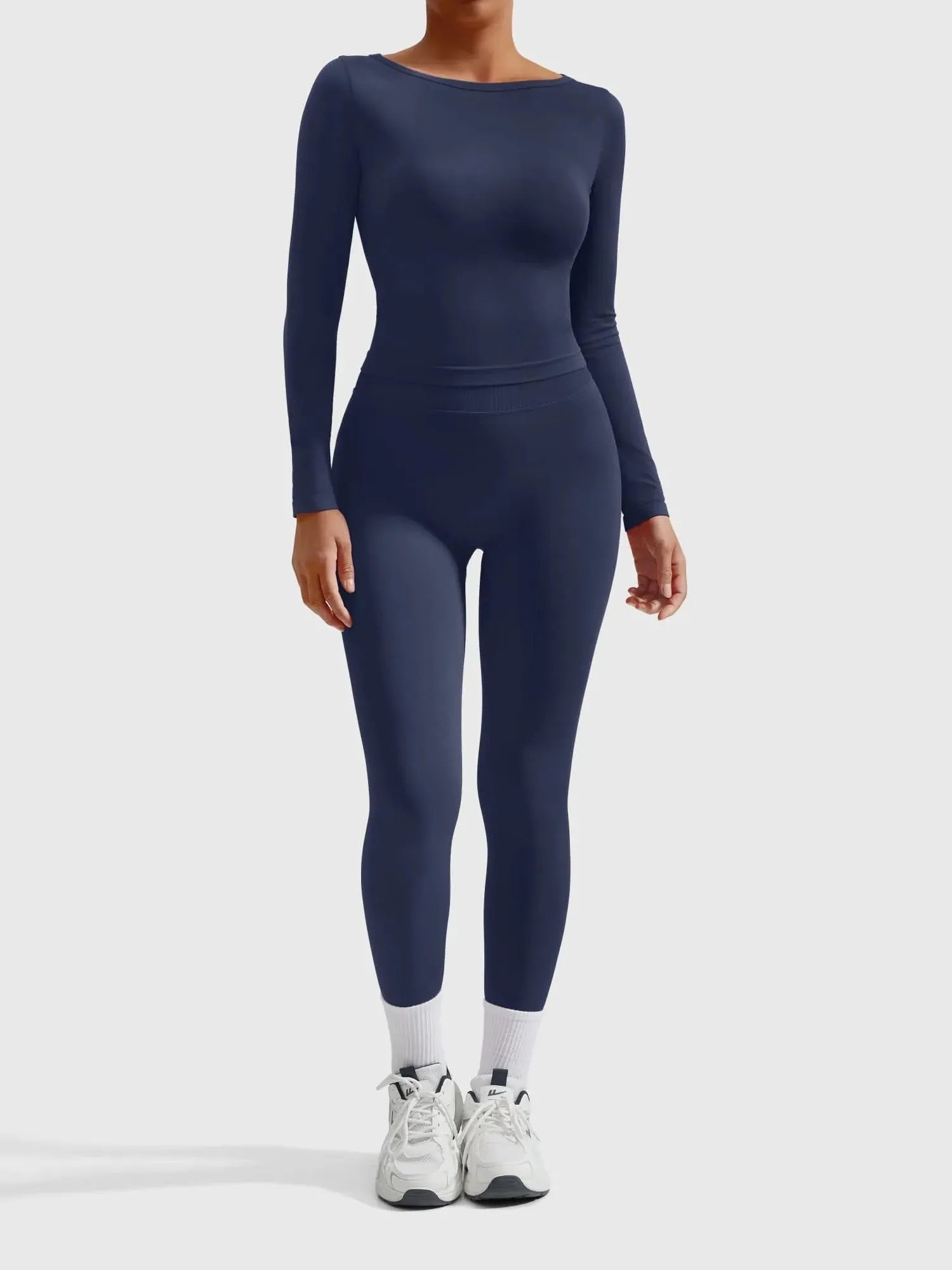 Scoop neck Seamless Leggings 2 Piece Workout Sets