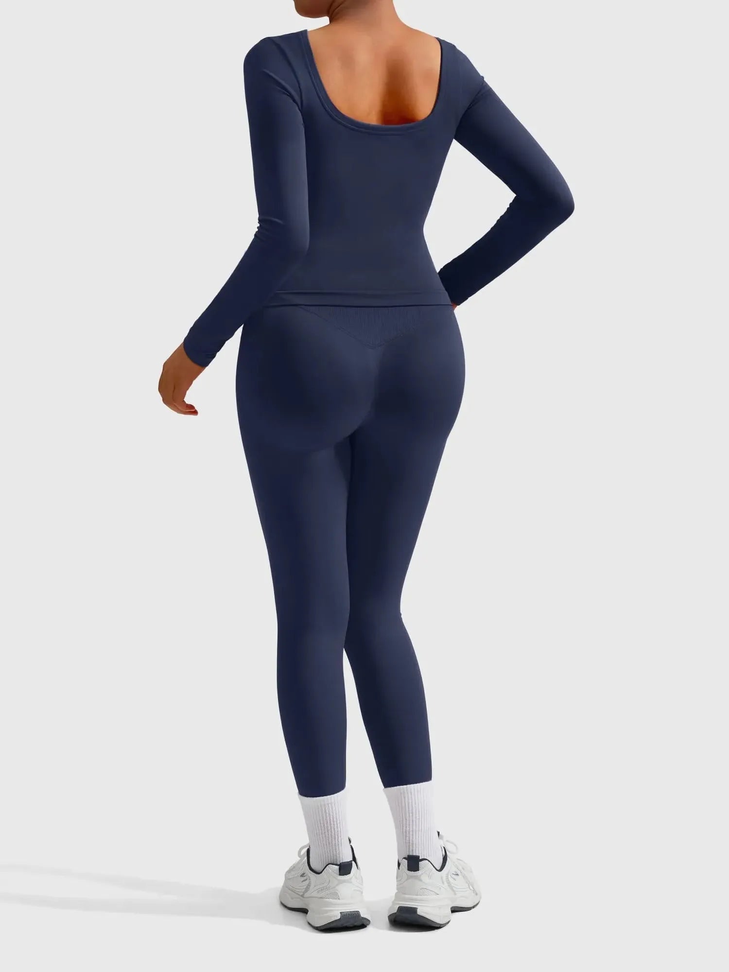 Scoop neck Seamless Leggings 2 Piece Workout Sets