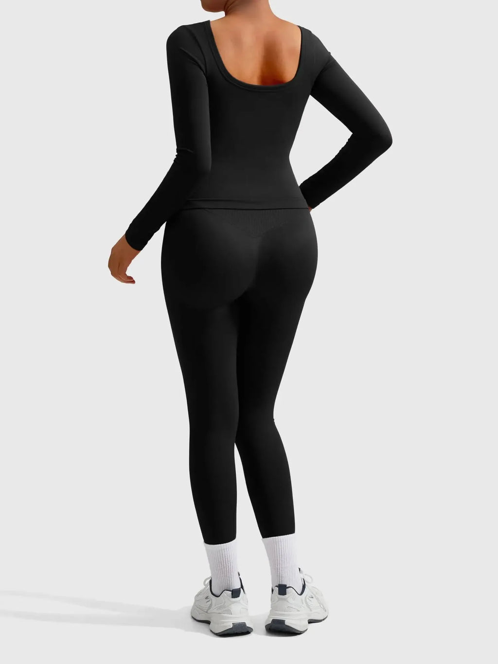 Scoop neck Seamless Leggings 2 Piece Workout Sets