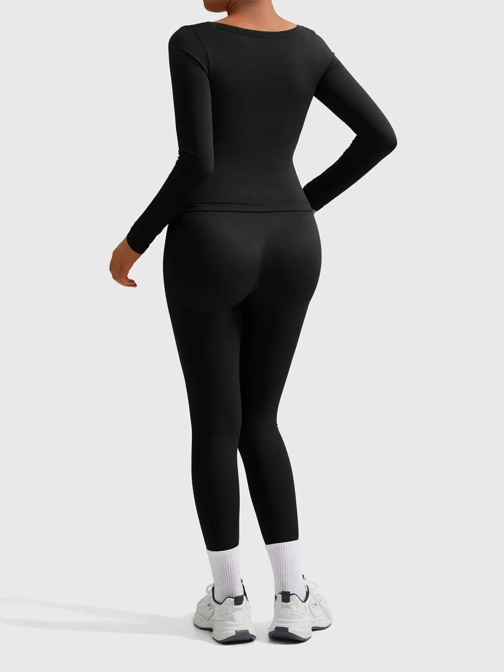 Scoop neck Seamless Leggings 2 Piece Workout Sets