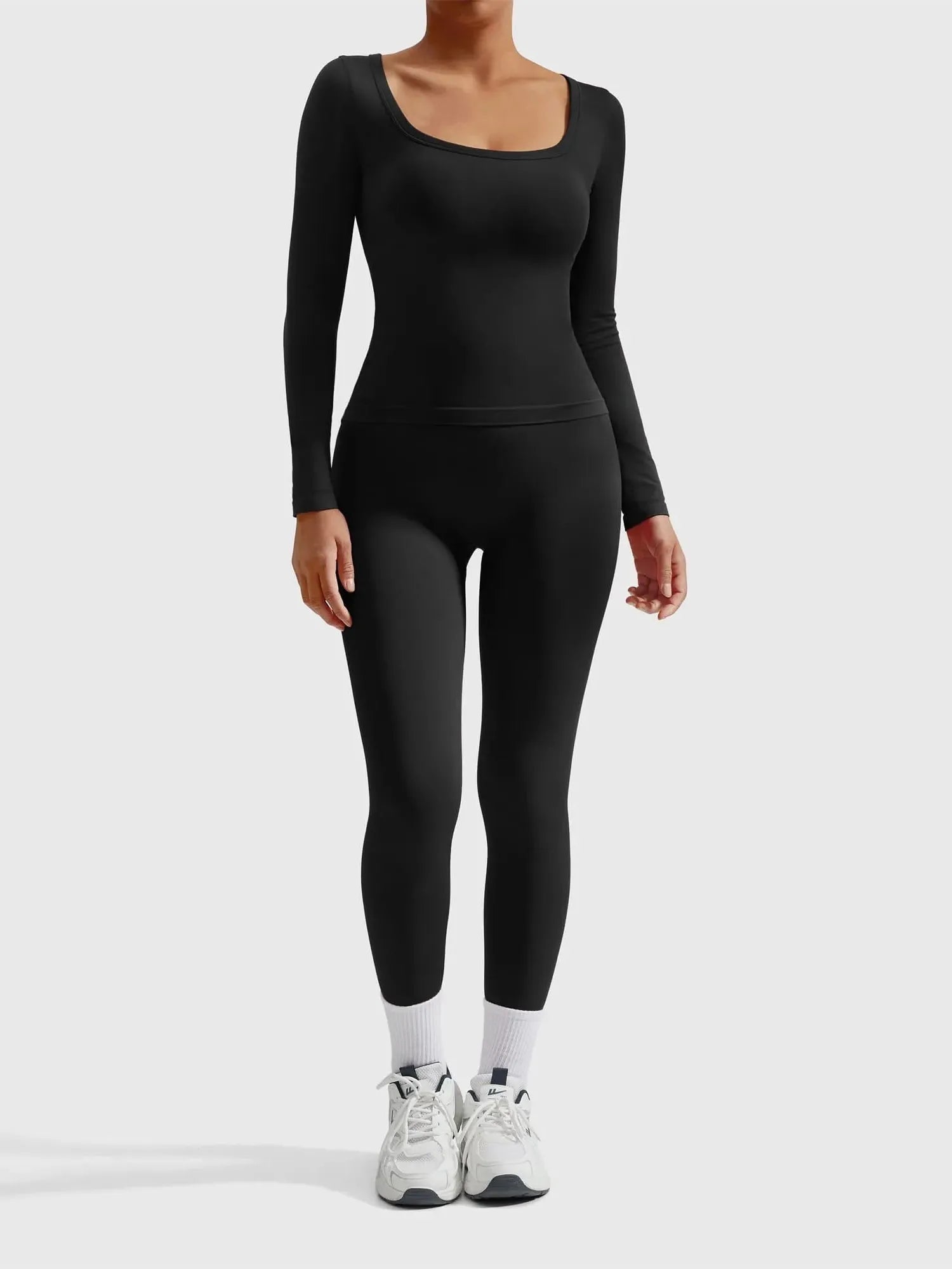 Scoop neck Seamless Leggings 2 Piece Workout Sets