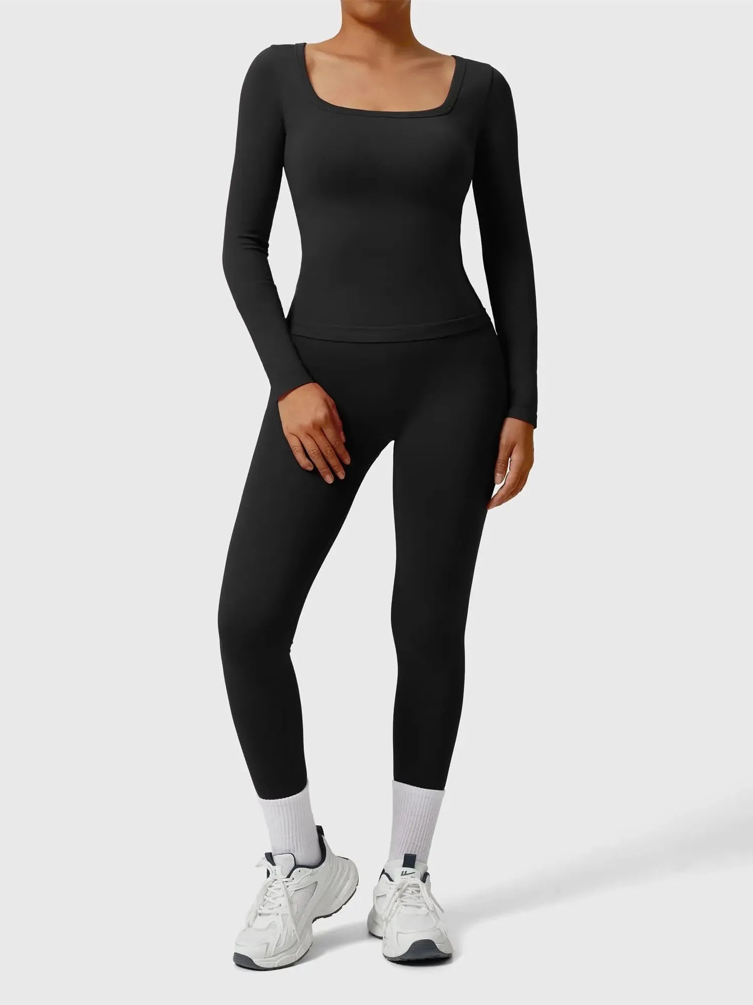 Scoop neck Seamless Leggings 2 Piece Workout Sets