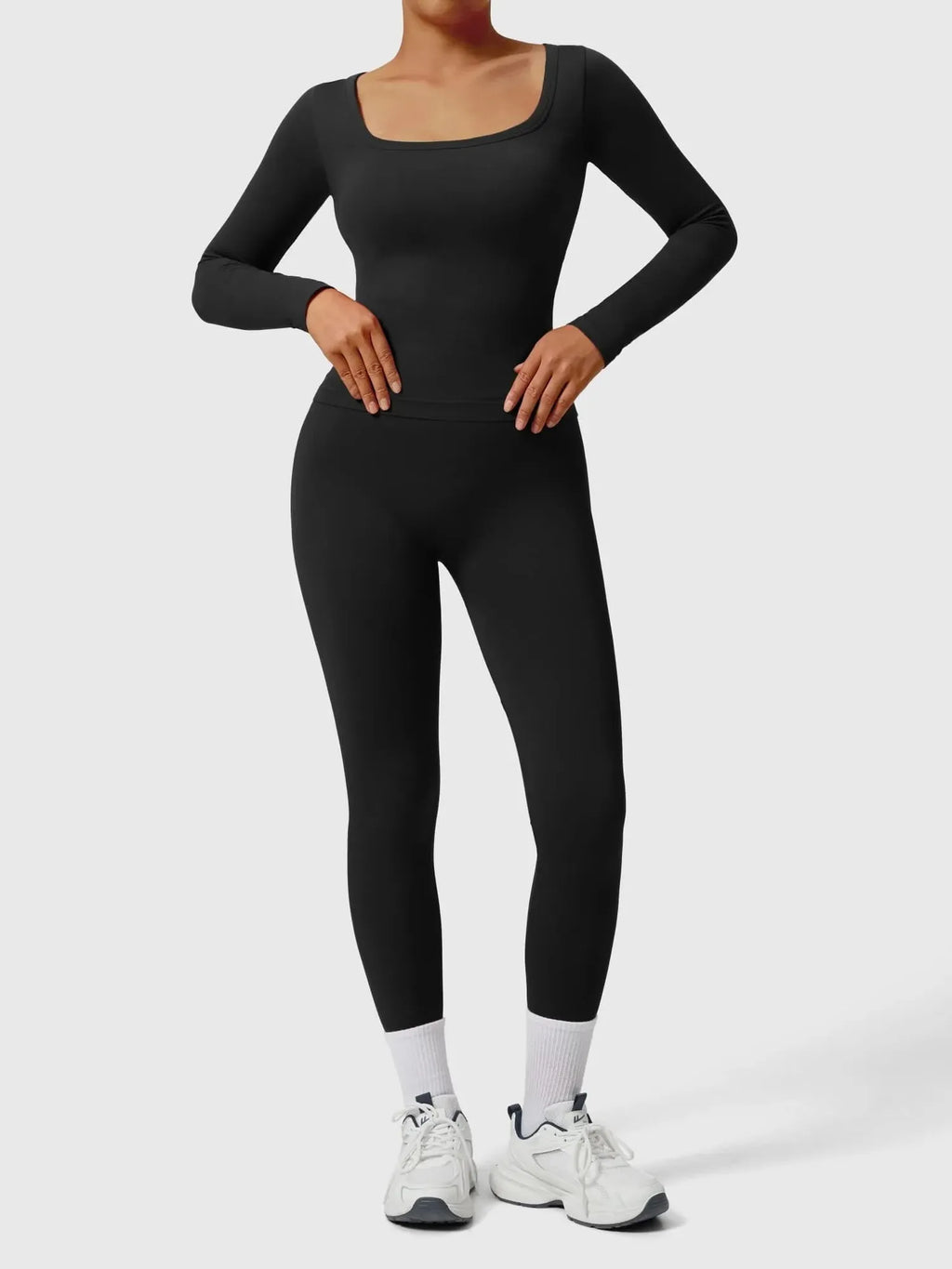 Scoop neck Seamless Leggings 2 Piece Workout Sets