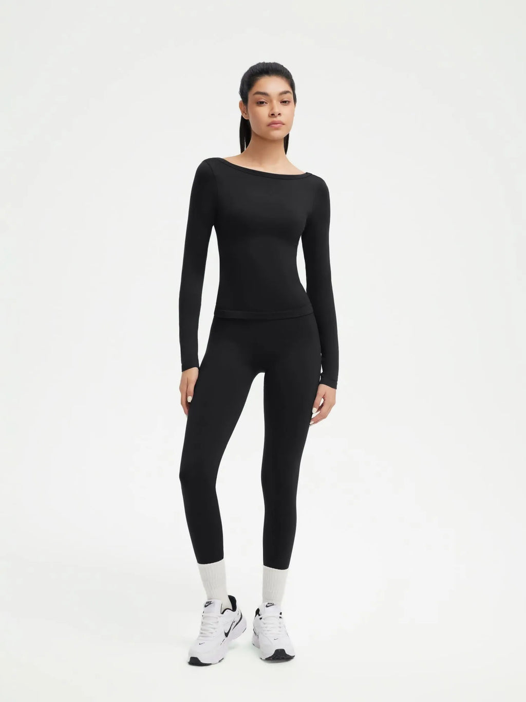 Scoop neck Seamless Leggings 2 Piece Workout Sets
