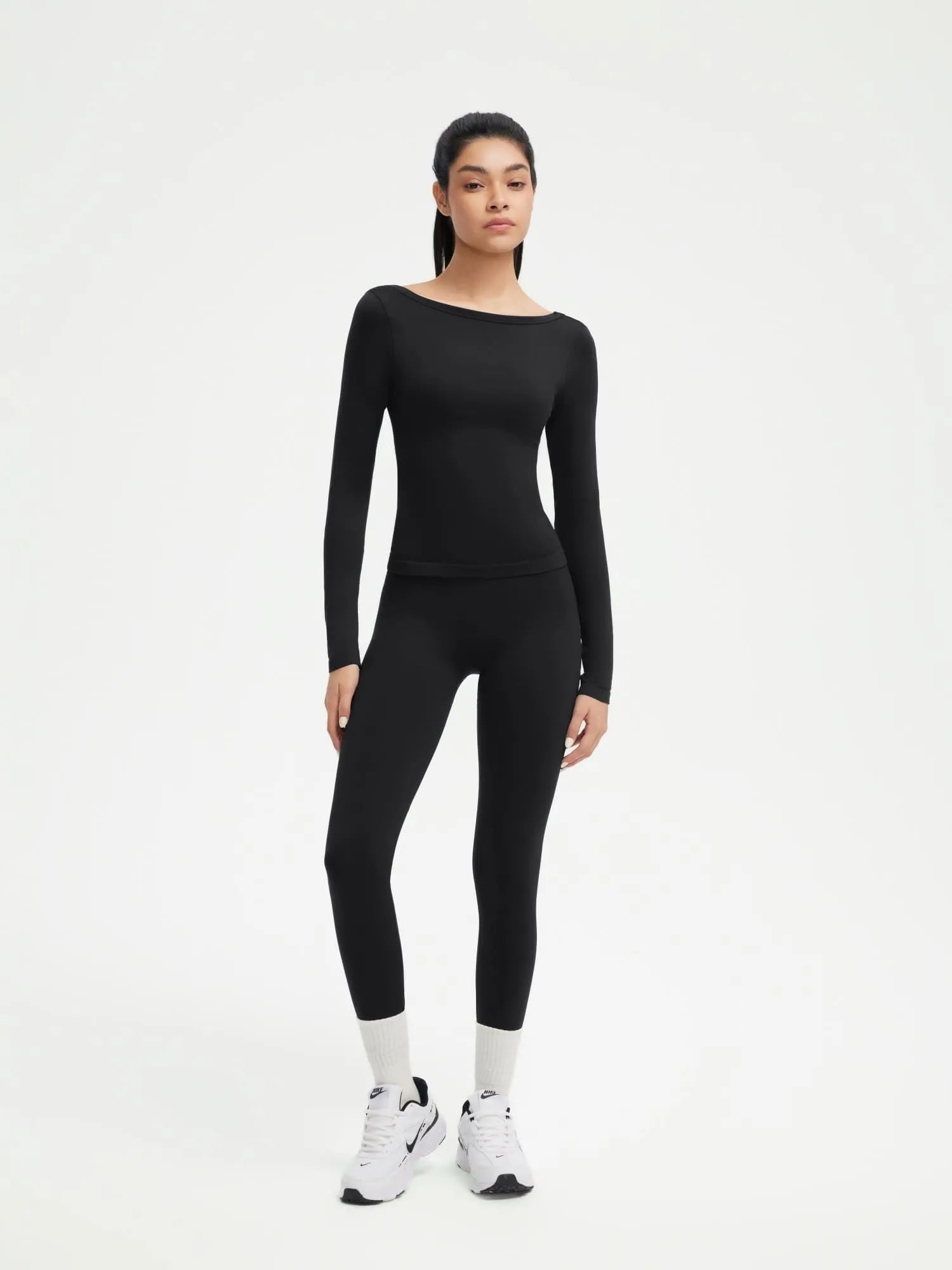 Scoop neck Seamless Leggings 2 Piece Workout Sets