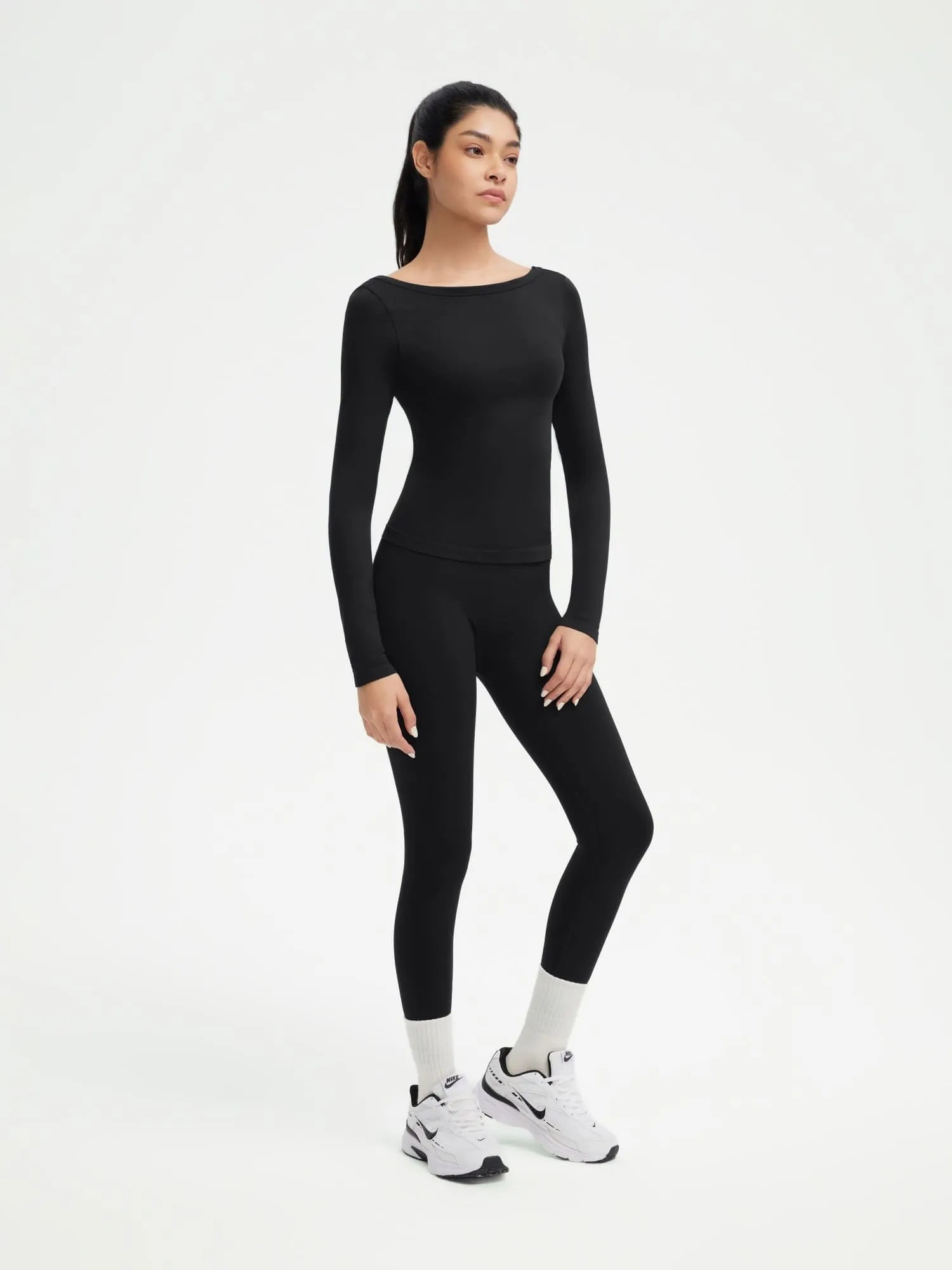 Scoop neck Seamless Leggings 2 Piece Workout Sets