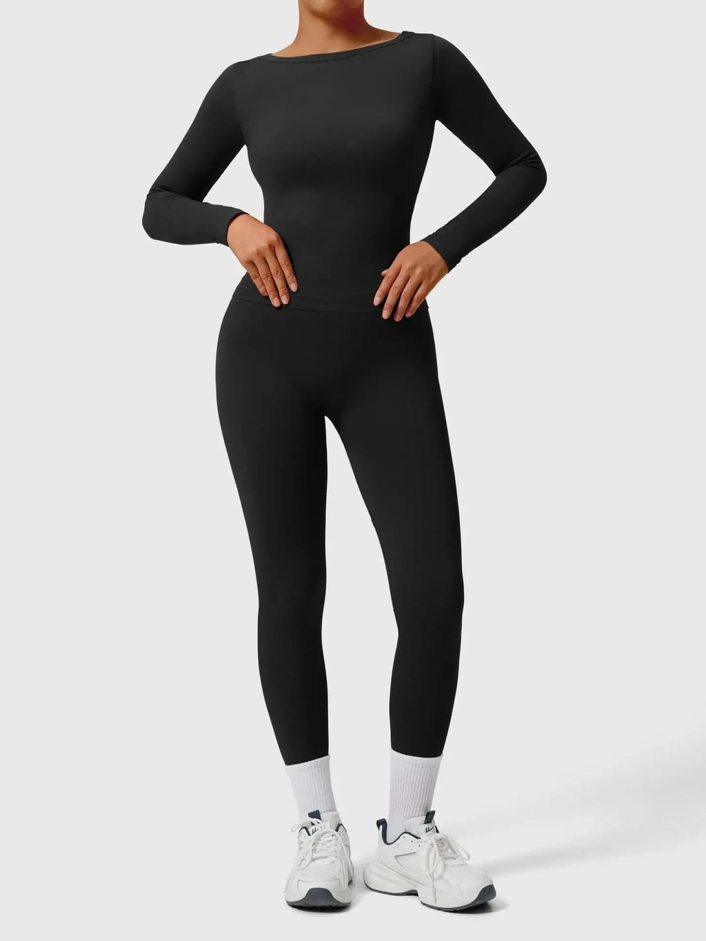 Scoop neck Seamless Leggings 2 Piece Workout Sets