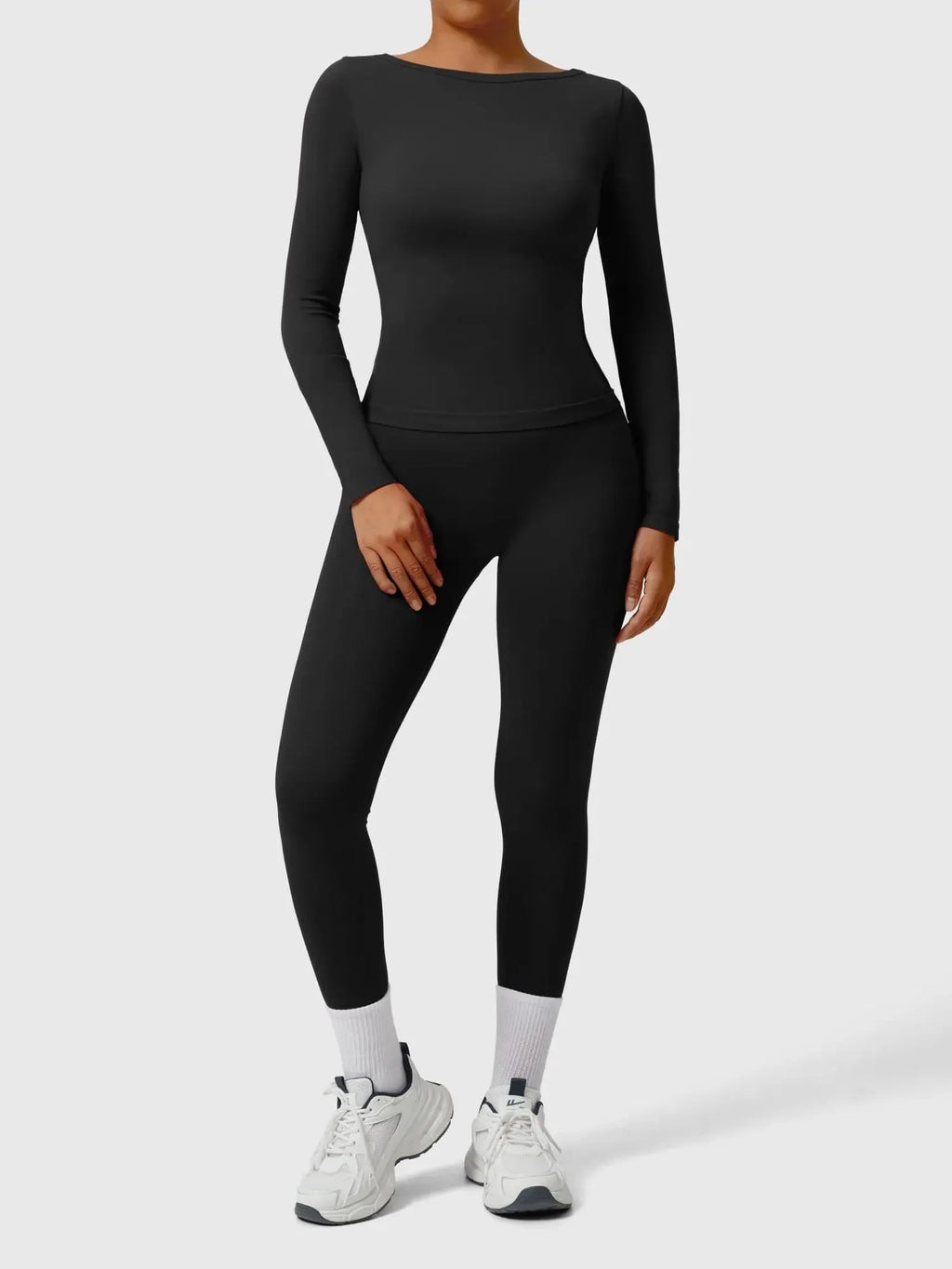 Scoop neck Seamless Leggings 2 Piece Workout Sets