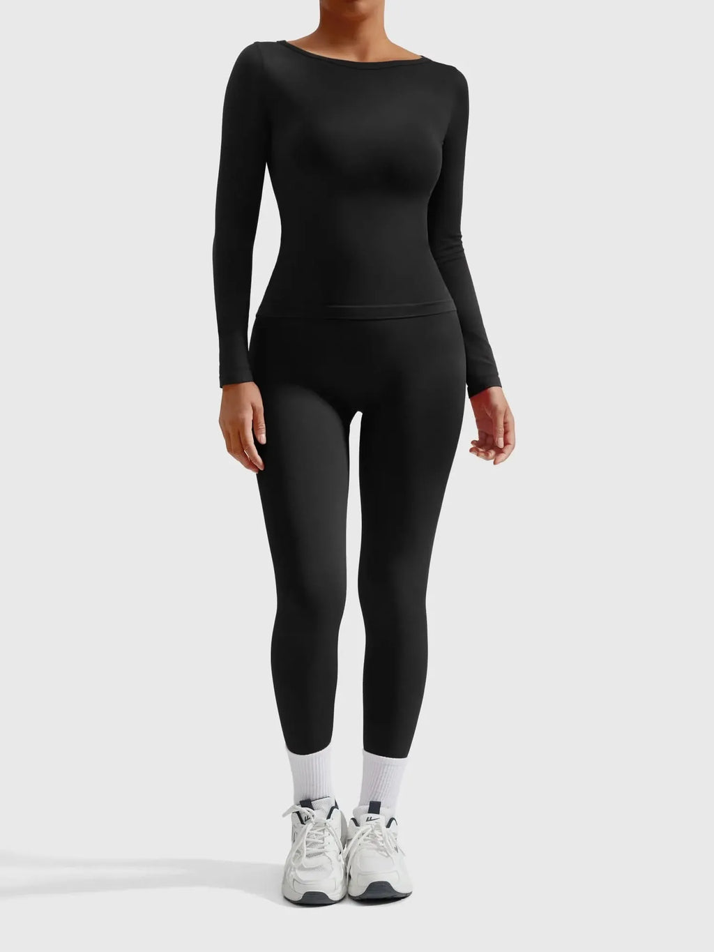 Scoop neck Seamless Leggings 2 Piece Workout Sets