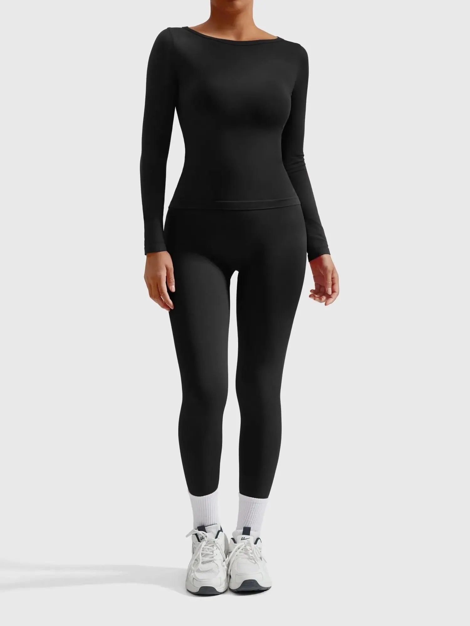 Scoop neck Seamless Leggings 2 Piece Workout Sets