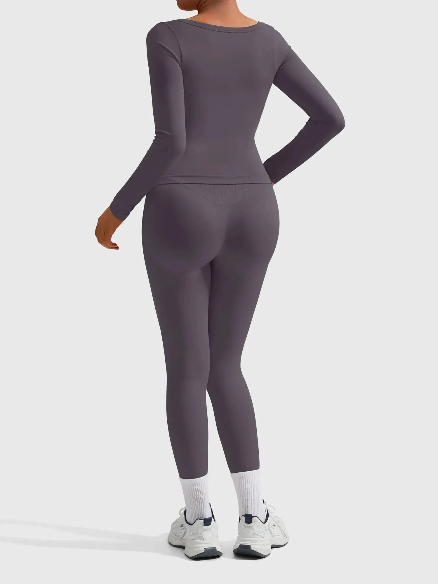 Scoop neck Seamless Leggings 2 Piece Workout Sets