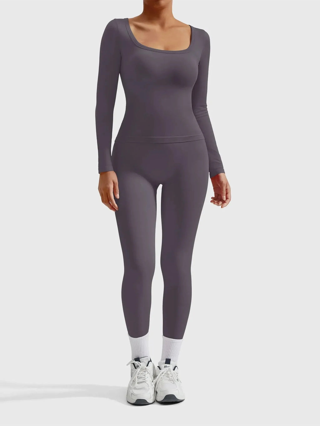 Scoop neck Seamless Leggings 2 Piece Workout Sets