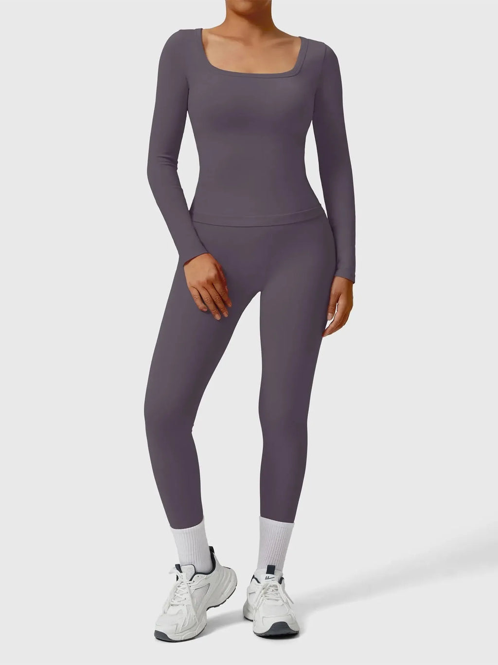 Scoop neck Seamless Leggings 2 Piece Workout Sets