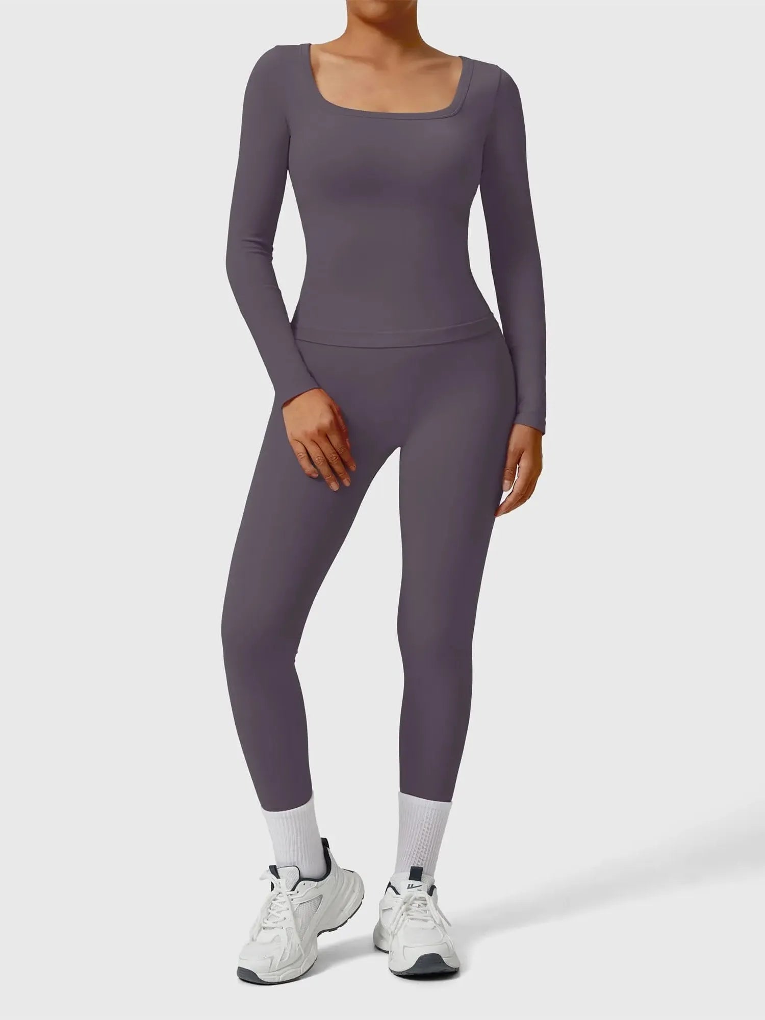 Scoop neck Seamless Leggings 2 Piece Workout Sets