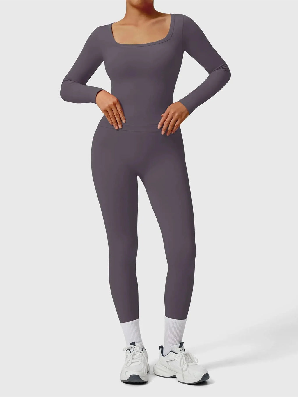 Scoop neck Seamless Leggings 2 Piece Workout Sets