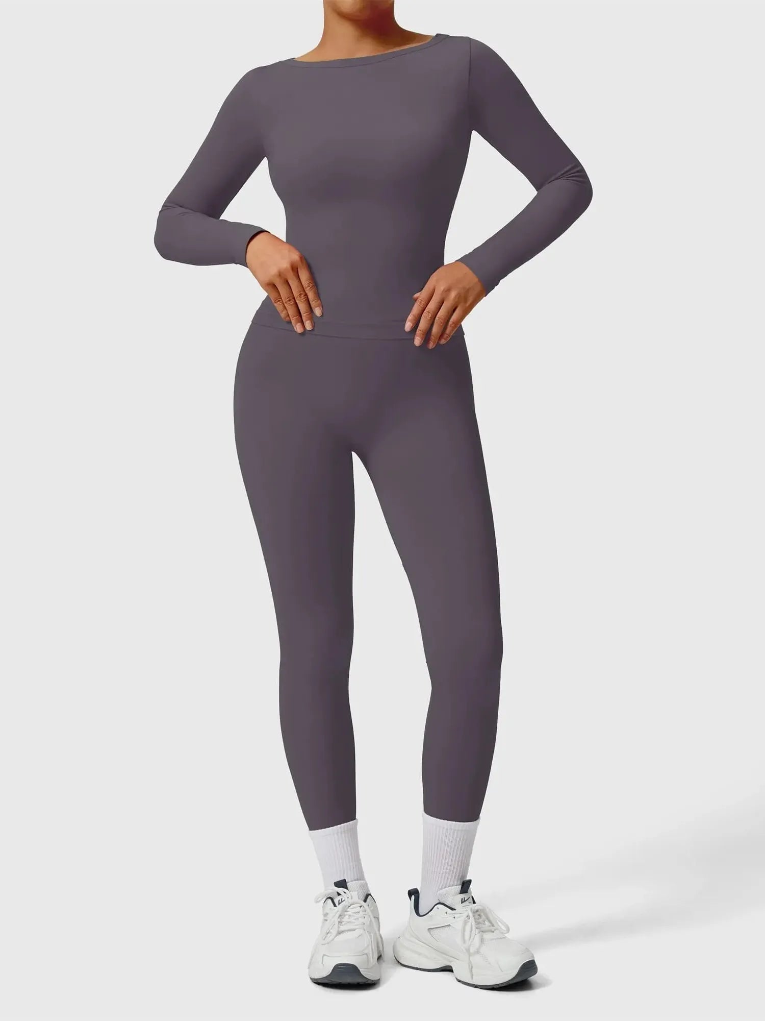 Scoop neck Seamless Leggings 2 Piece Workout Sets