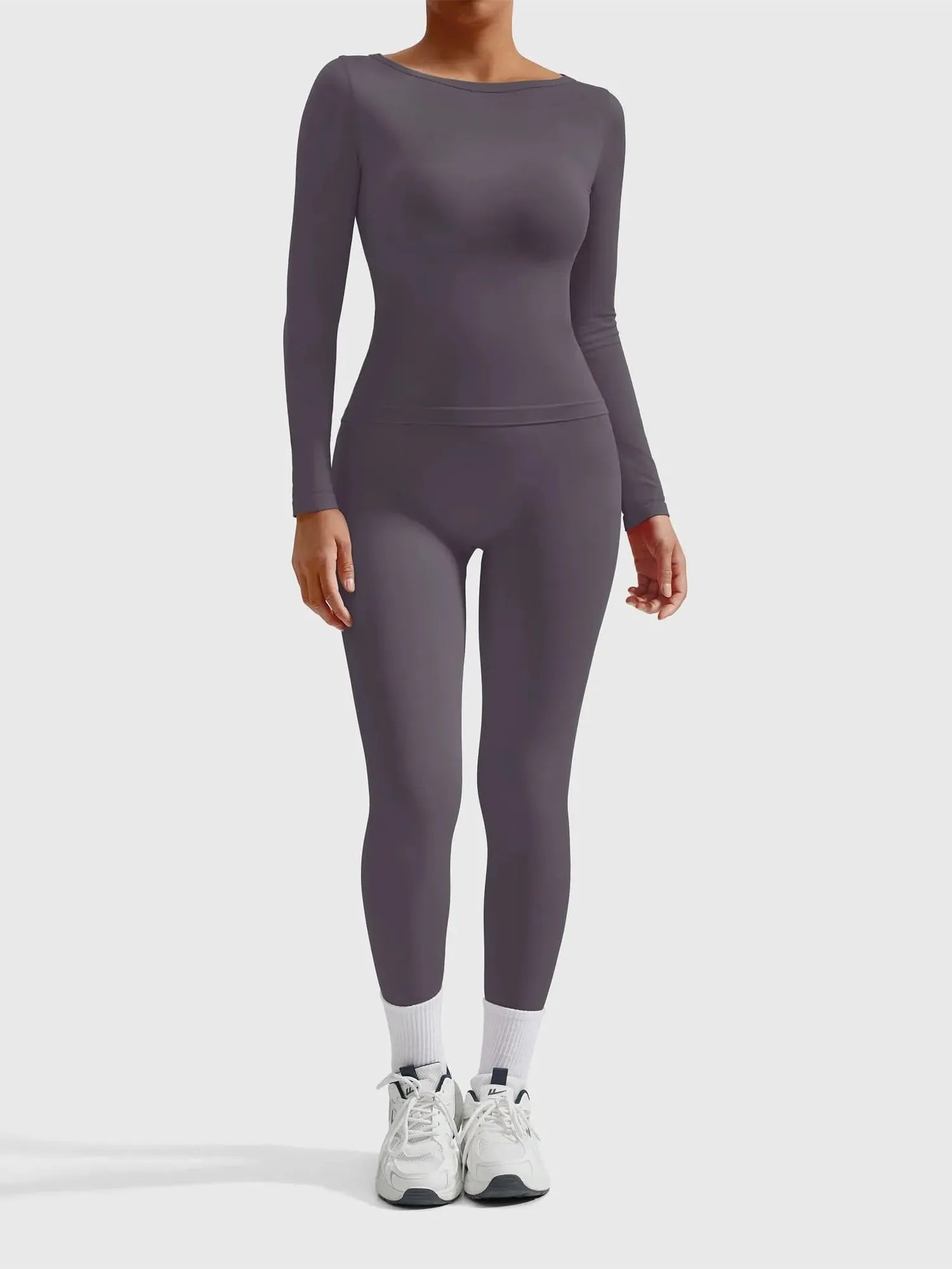 Scoop neck Seamless Leggings 2 Piece Workout Sets