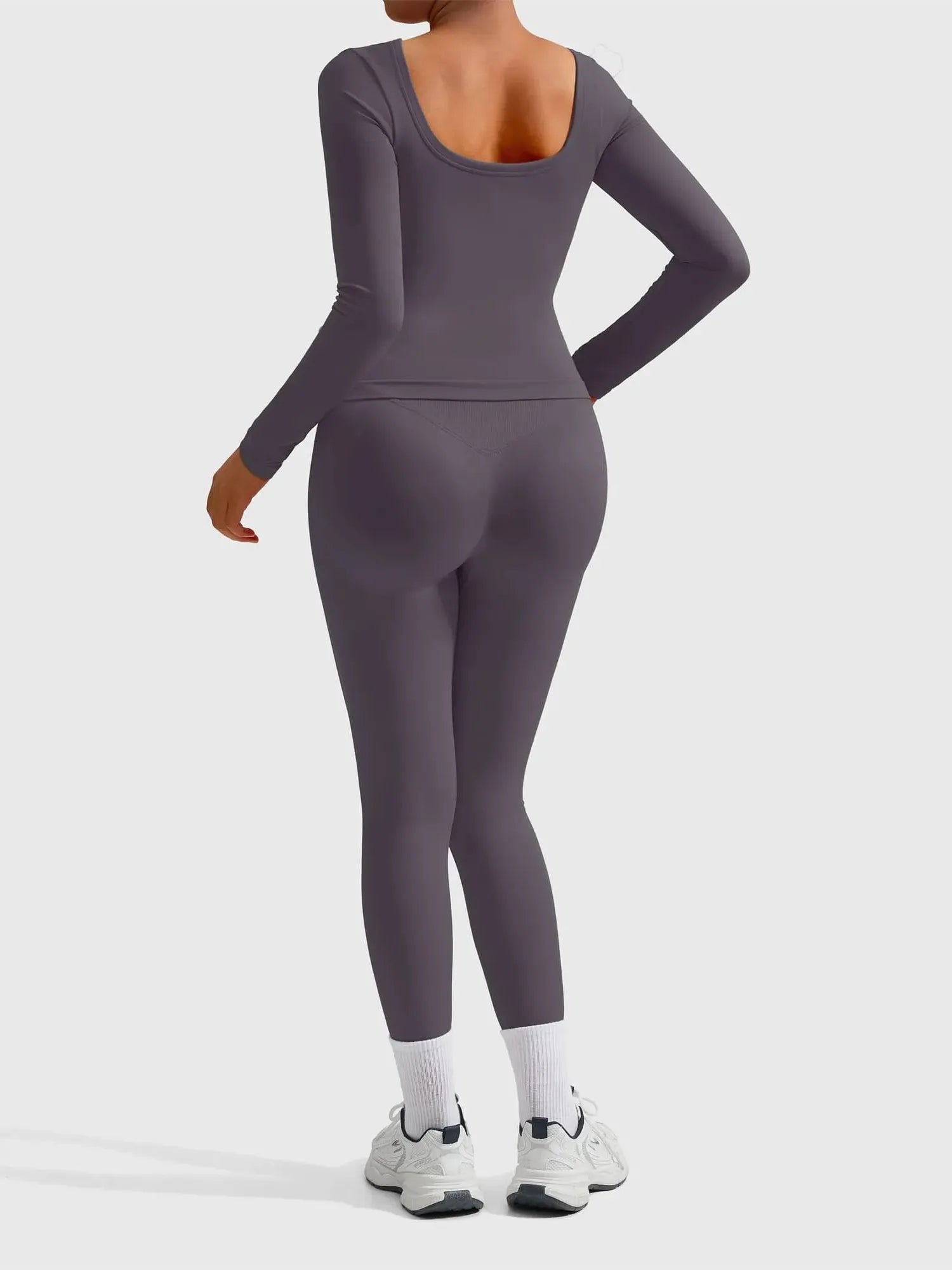 Scoop neck Seamless Leggings 2 Piece Workout Sets
