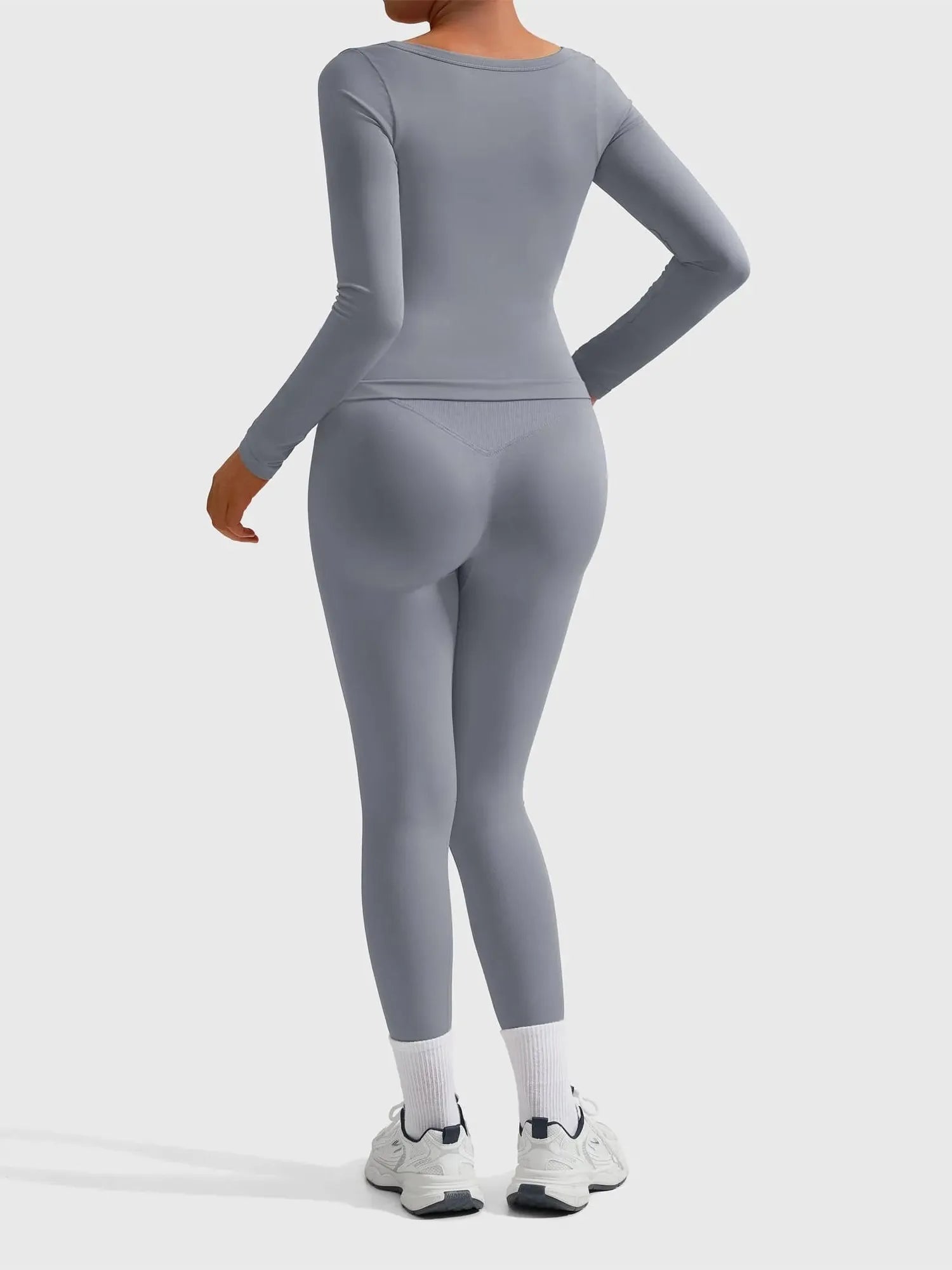 Scoop neck Seamless Leggings 2 Piece Workout Sets