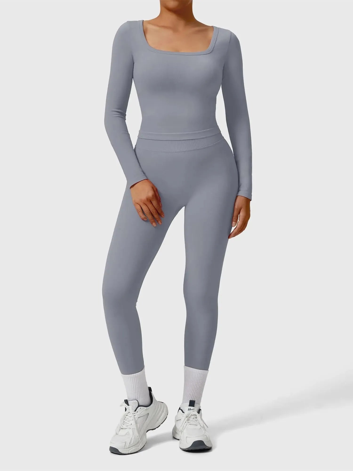 Scoop neck Seamless Leggings 2 Piece Workout Sets