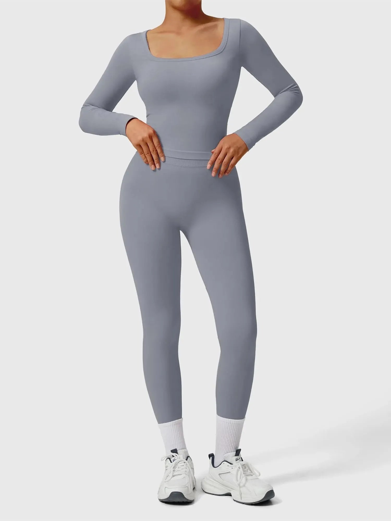 Scoop neck Seamless Leggings 2 Piece Workout Sets