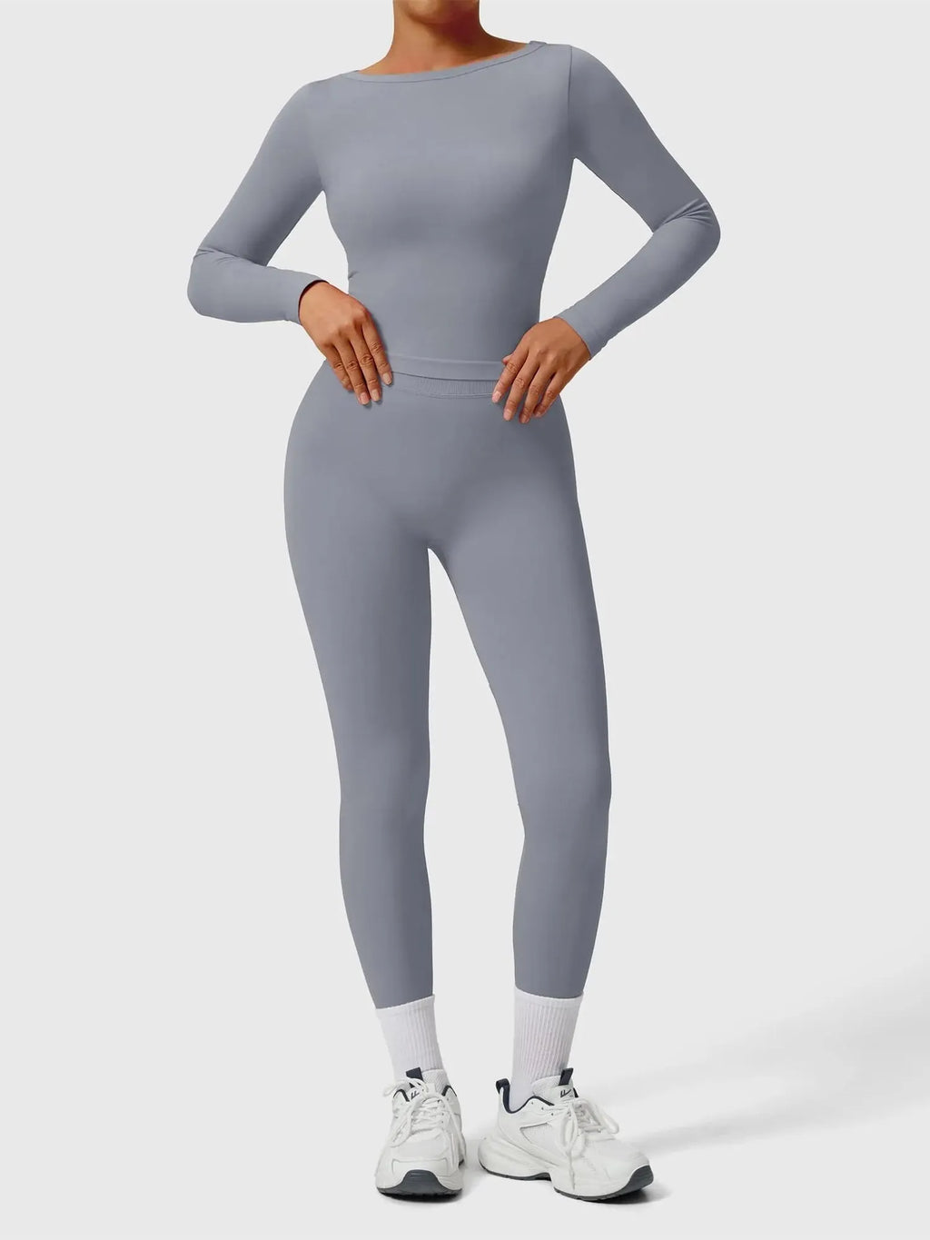 Scoop neck Seamless Leggings 2 Piece Workout Sets
