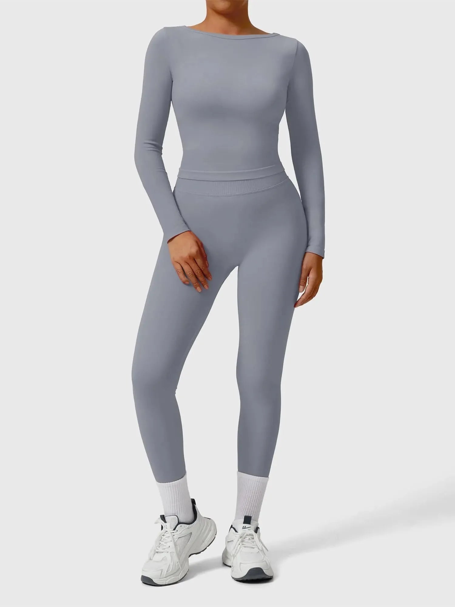 Scoop neck Seamless Leggings 2 Piece Workout Sets